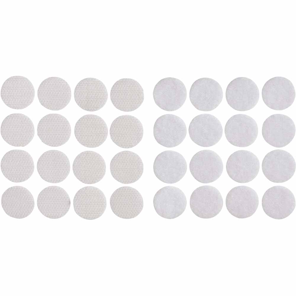 Wilko White Self Adhesive Hook and Loop Disc 32mm Image