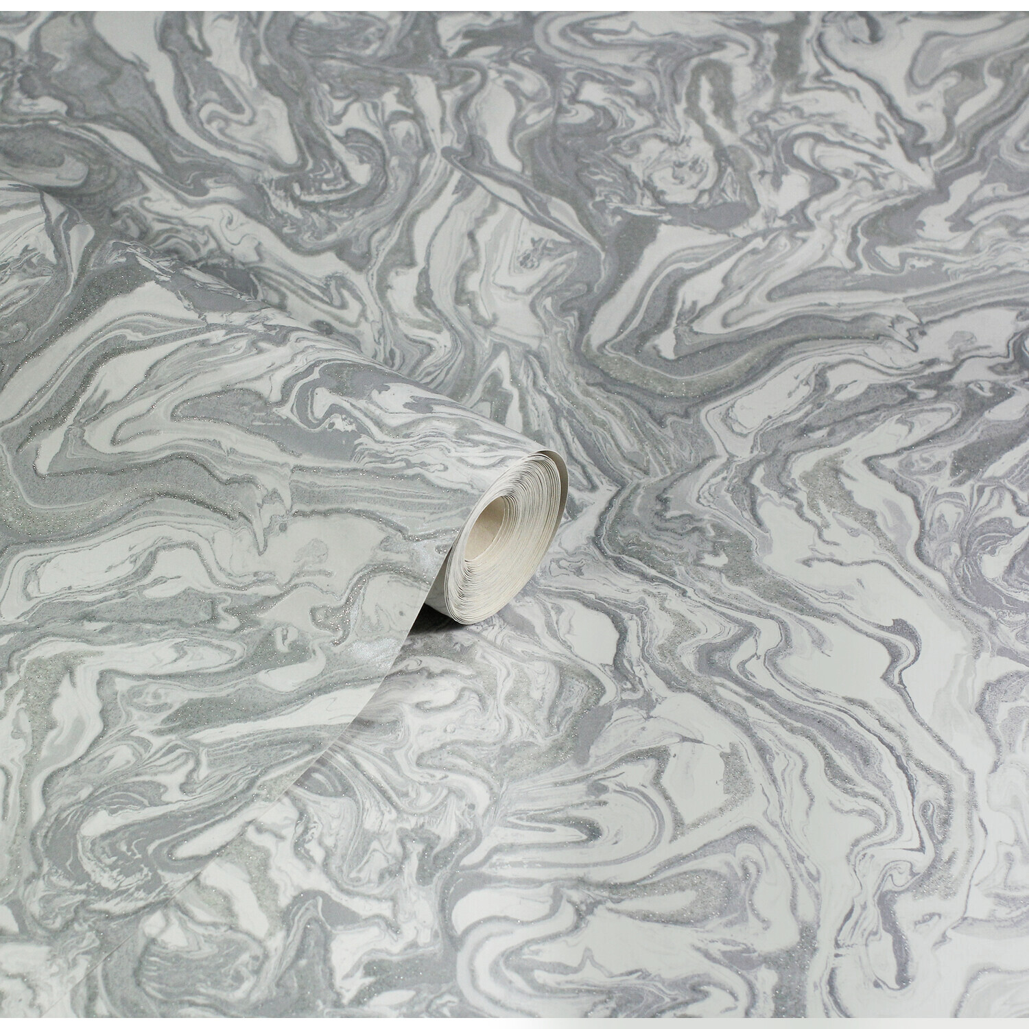 Liquid Marbled Wallpaper - Grey Image 6