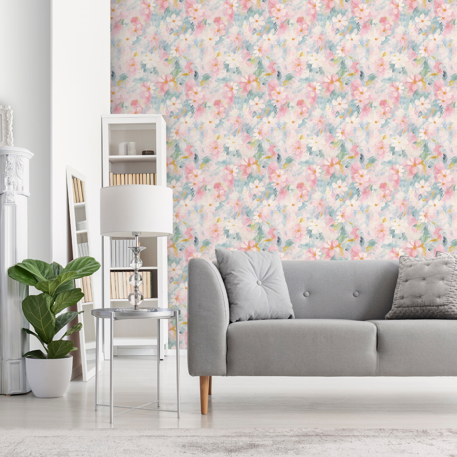 Oil Paint Floral Wallpaper Pink Image 4