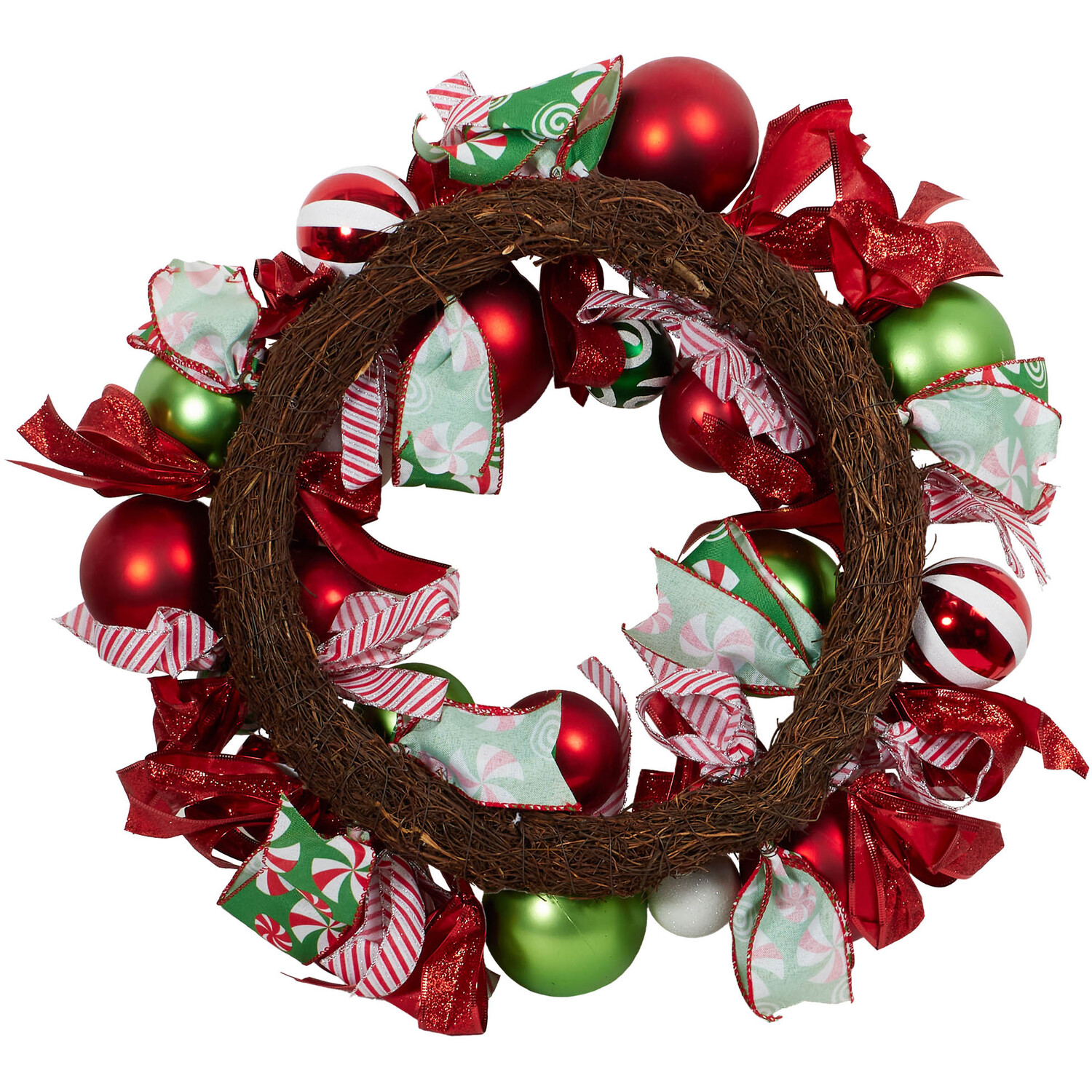 Novelty Candy Cane Bauble Wreath - Red Image 4