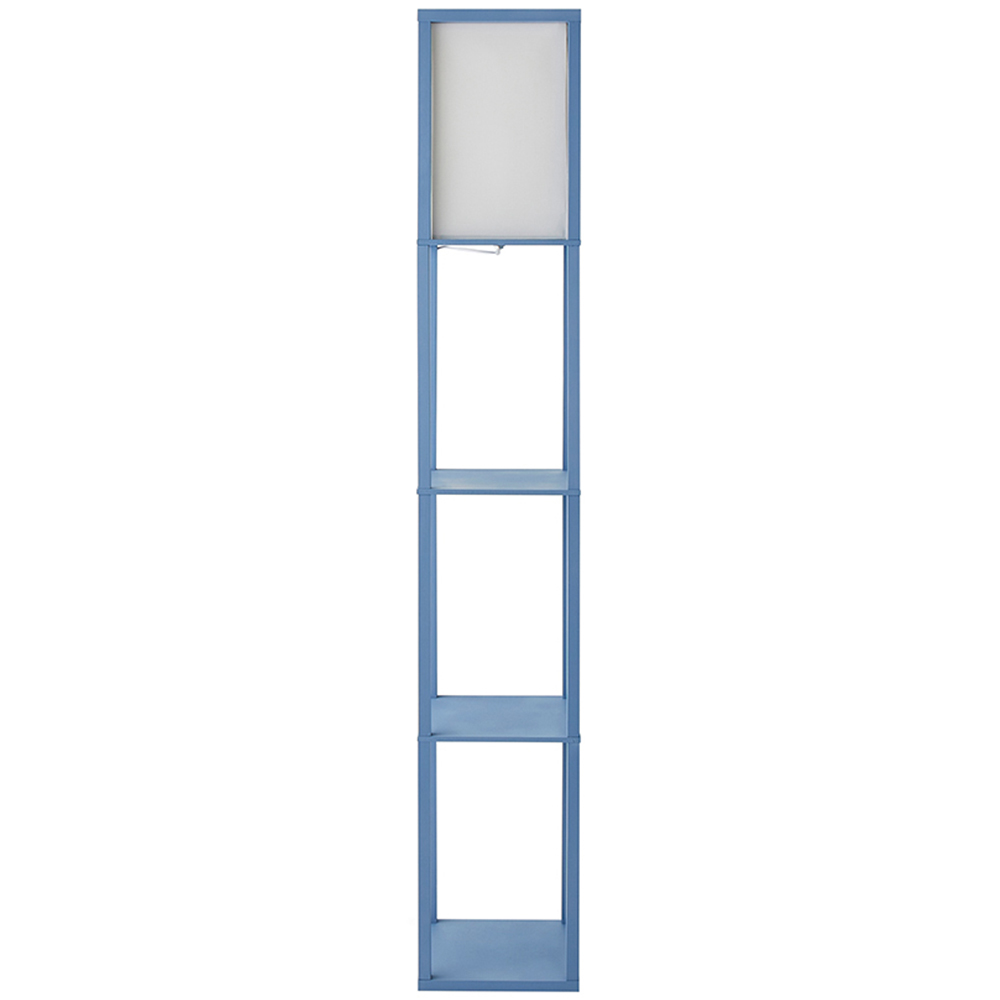 ValueLights Struttura Fabric Shade Blue Shelving Unit Floor Lamp with Bulb Image 1