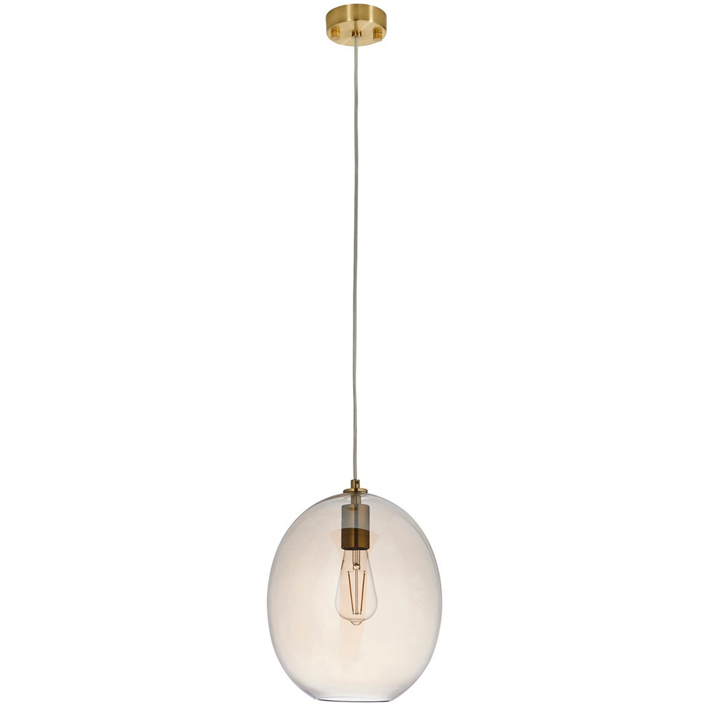 Merano Lecce Satin Brass Plate Champagne Lustre Glass Dome Pendant Ceiling Light Image 1