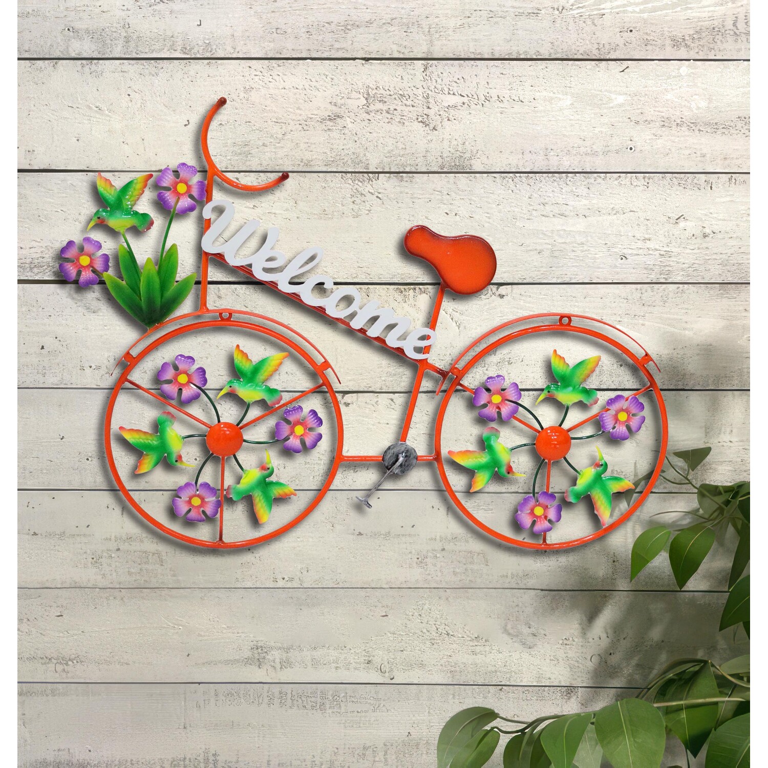 Indoor and Outdoor Welcome Floral Bike - Multicolour Image 2