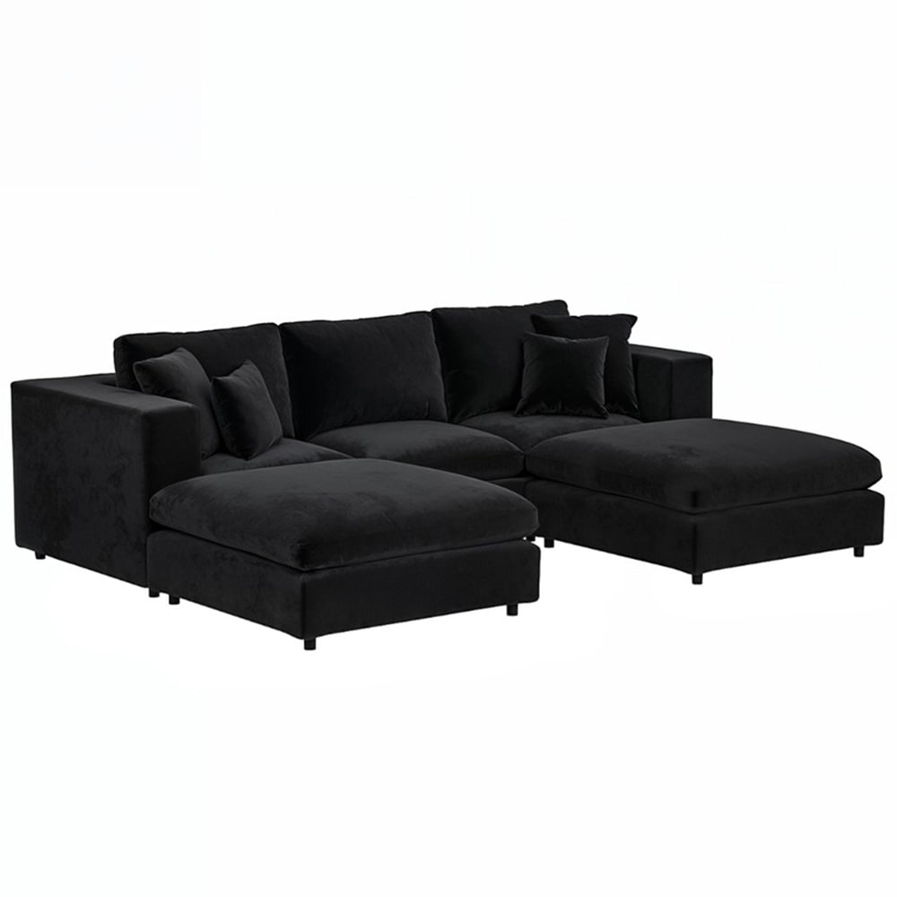 Solace+Co Asher Black Velvet Footstool Image 4