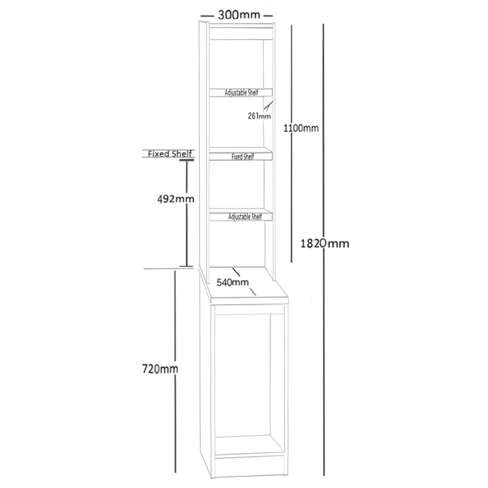R White Cabinets 4 Shelf Desktop Tower Storage with Hutch Brown Image 5