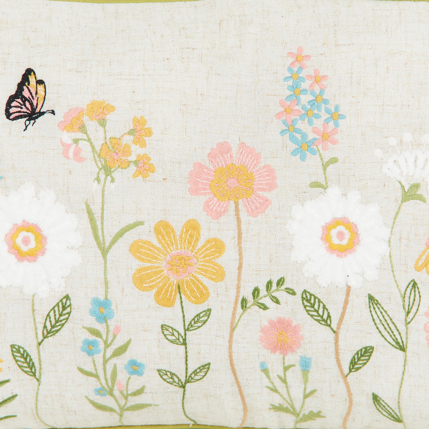 Meadow Flowers Embroidered Cushion - Multicolour Image 4