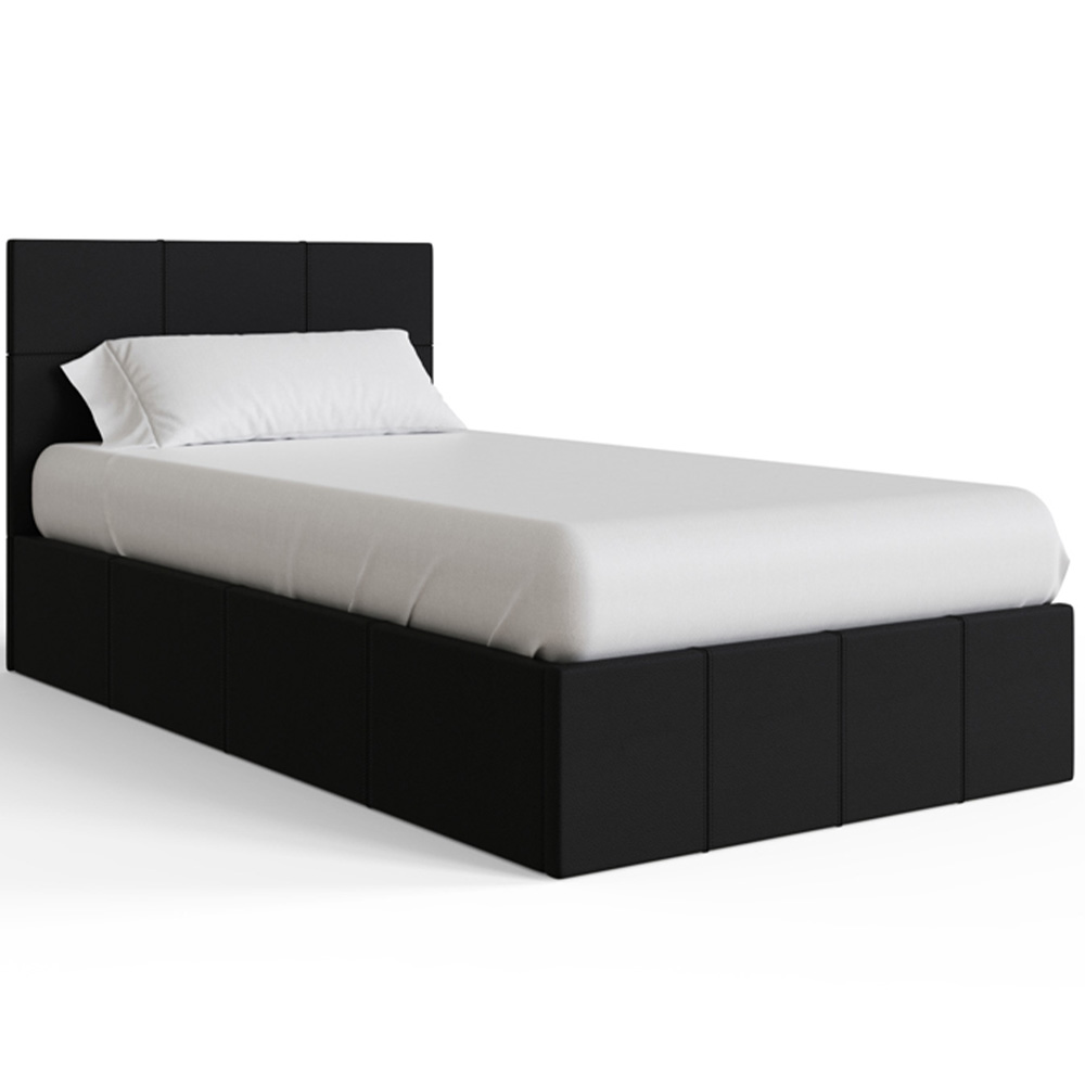 GFW Single Black Faux Leather Side Lift Ottoman Bed with Bonnell Mattress Image 3