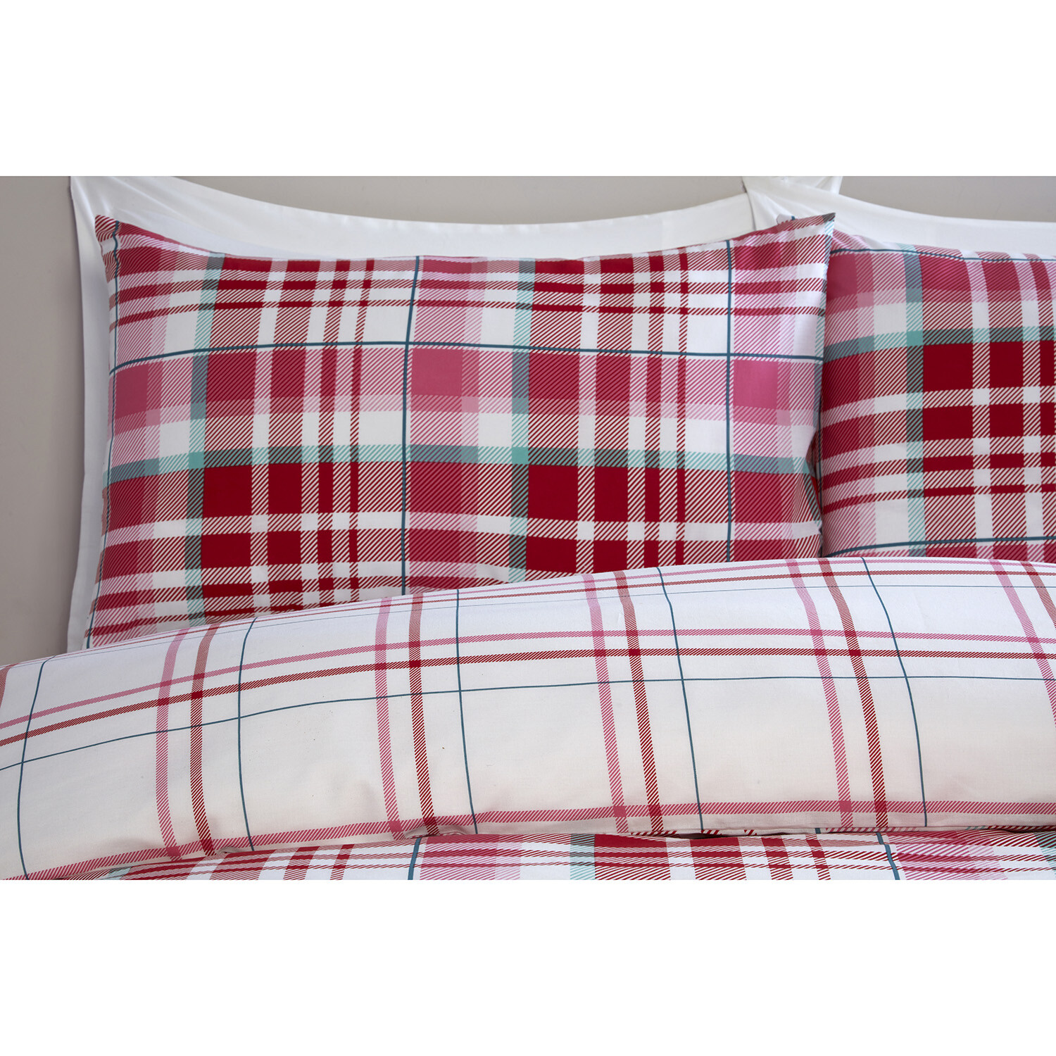 Ailsa Check Duvet Cover and Pillowcase Set - Pink / King Image 3