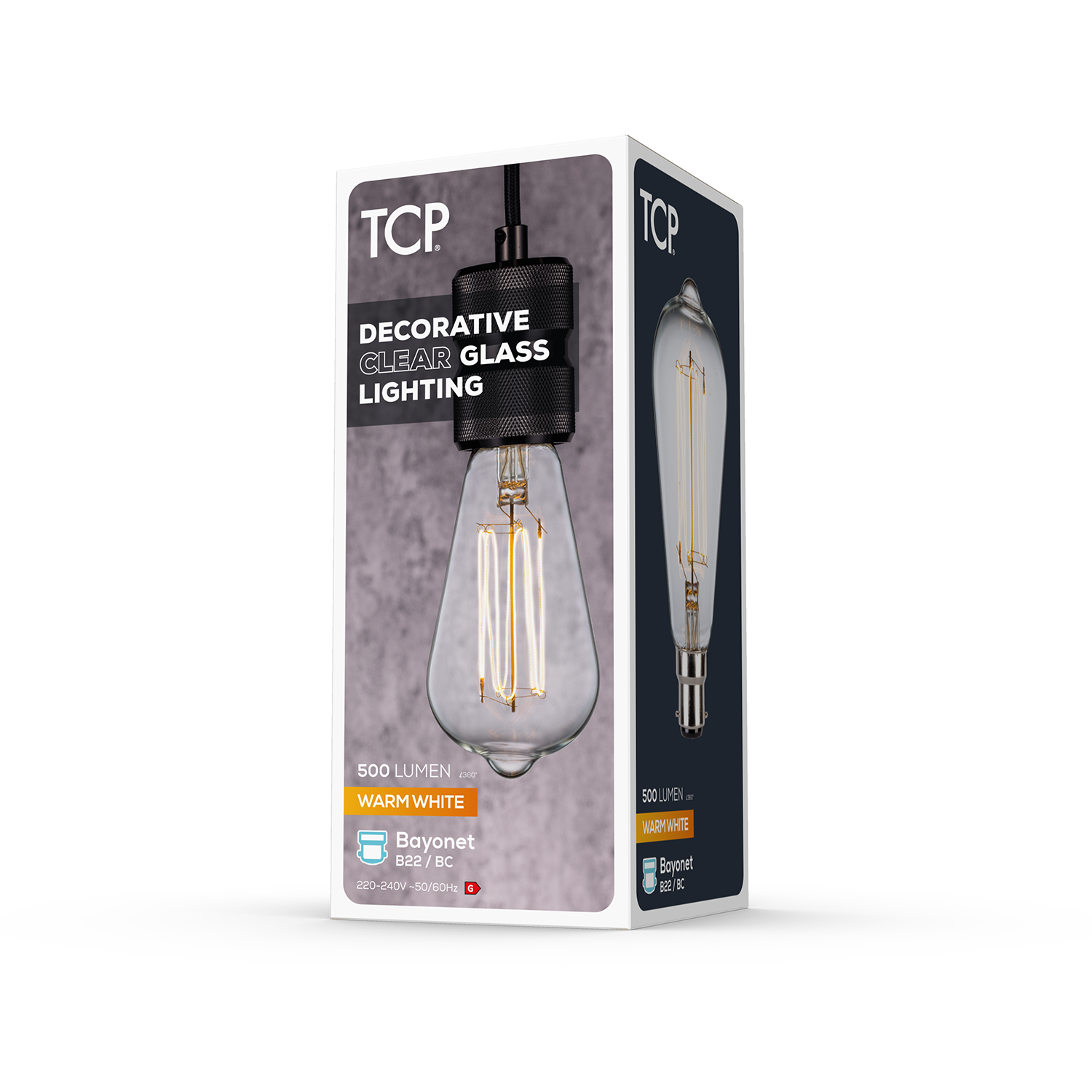 TCP Clear Glass Decorative Filament 500L E27 Bulb - Warm White Image 3
