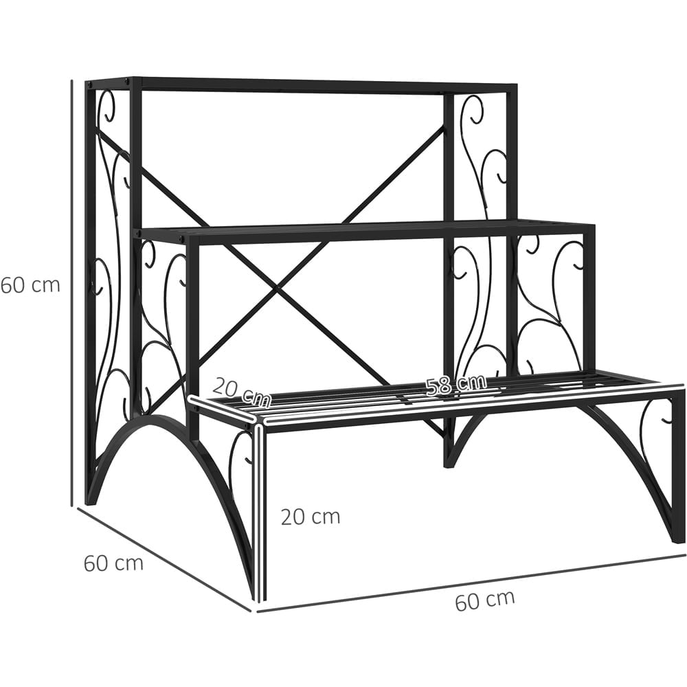 Outsunny 3 Tier Black Garden Plant Stand Image 9