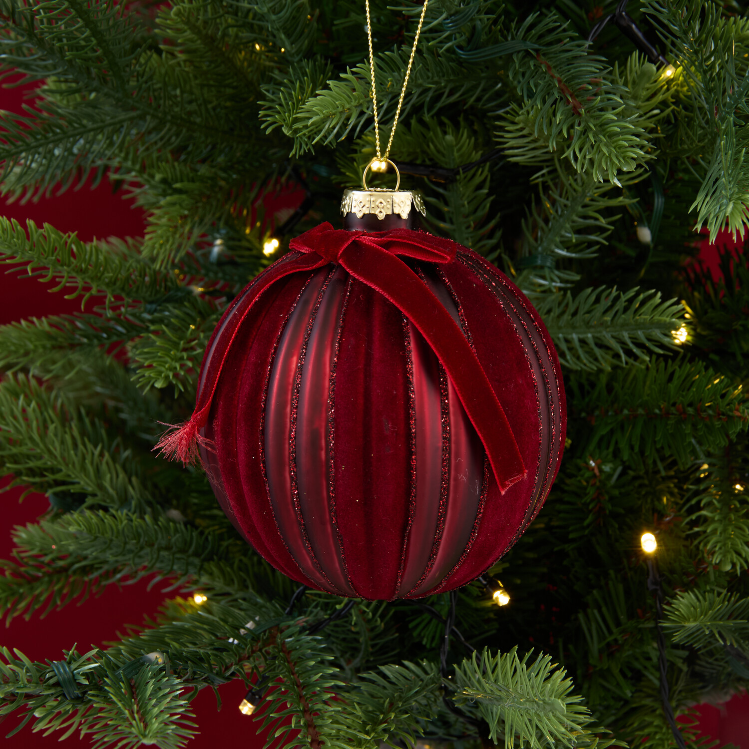 Glitter Flocked Bow Bauble Image 3