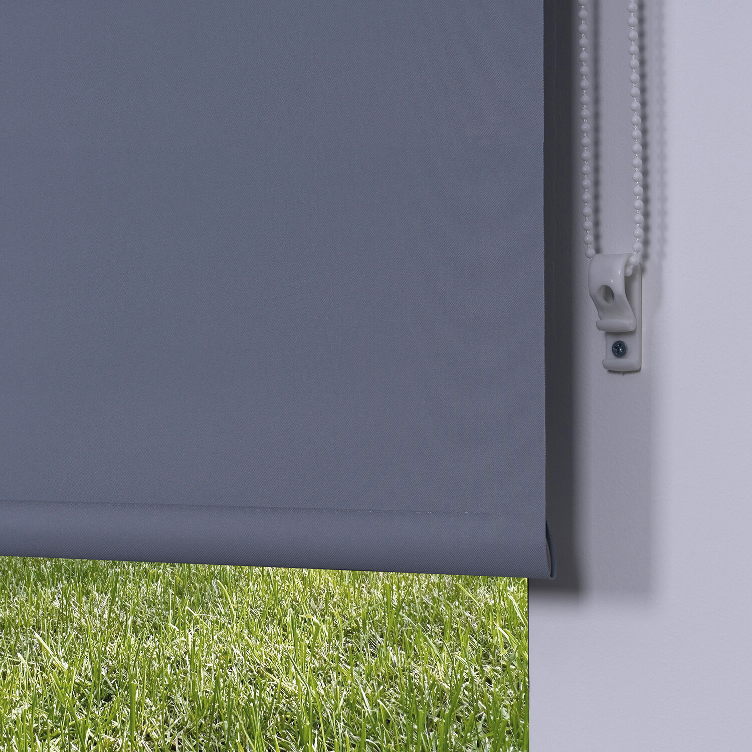 Plain Blackout Roller Blind Glacier Grey 90cm Image 2