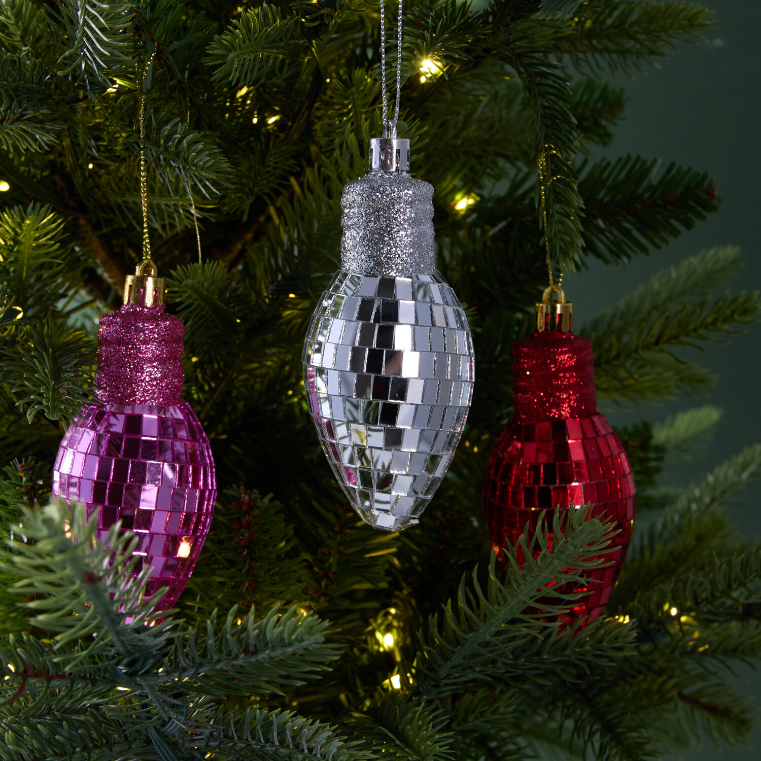 Pack of 3 Disco Light Bulb Baubles Image 5