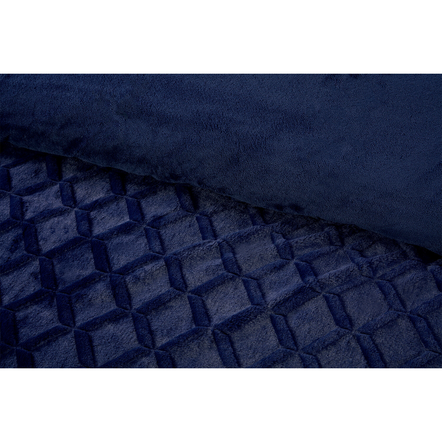 Geo Faux Fur Duvet Set - Navy / King Image 4