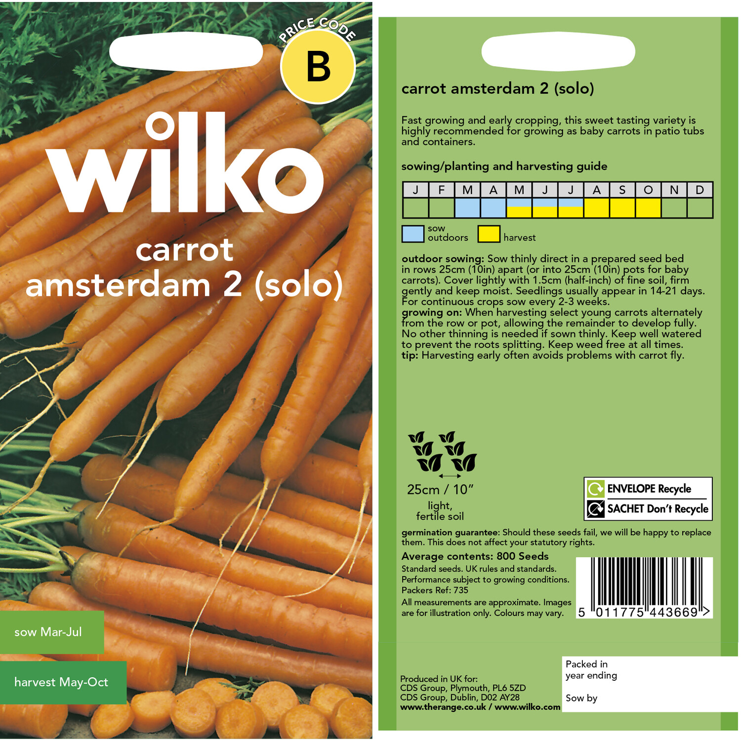 Wilko Carrot Amsterdam Solo Seeds Image 3