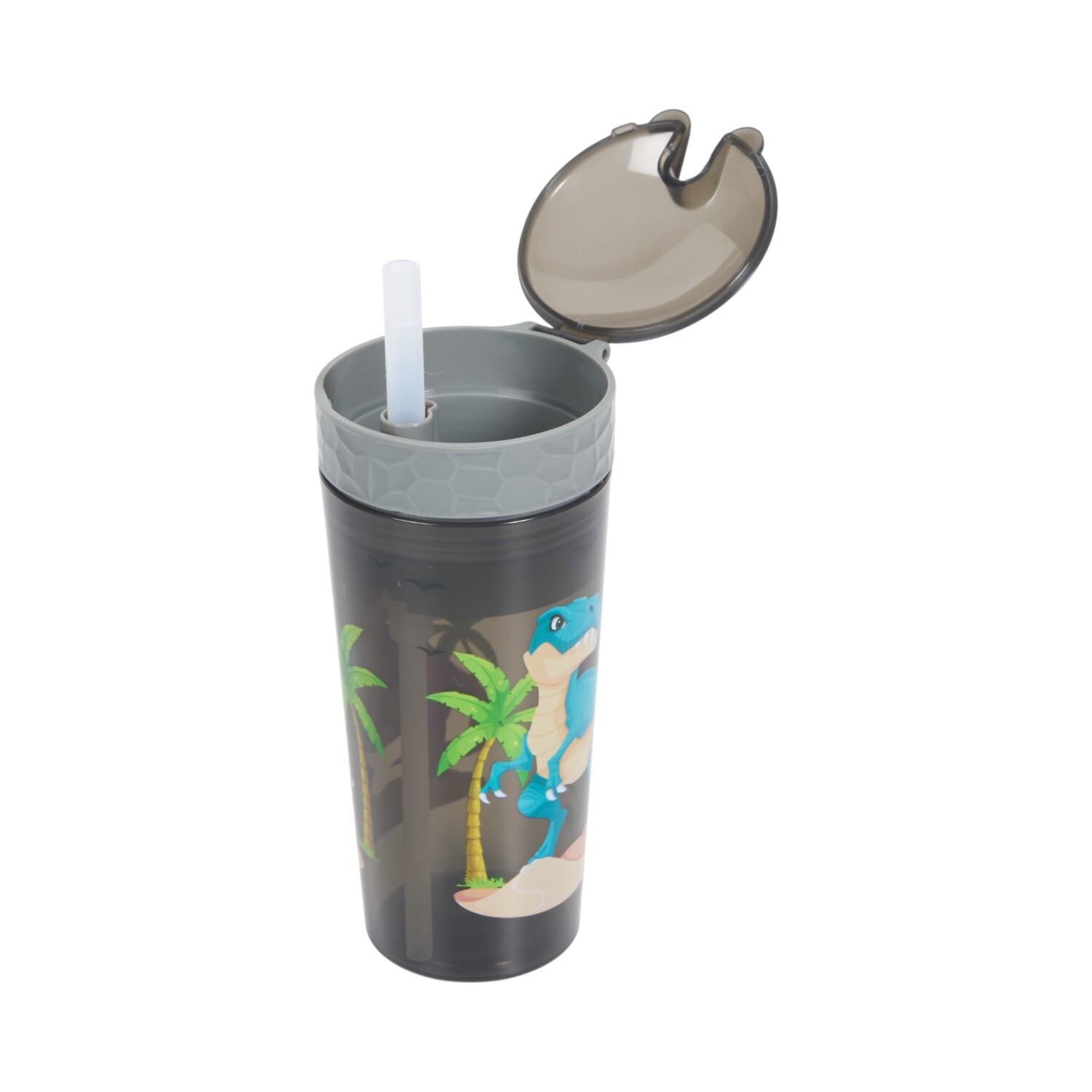 Dinosaur Tumbler with Snack Compartment Grey Image 4