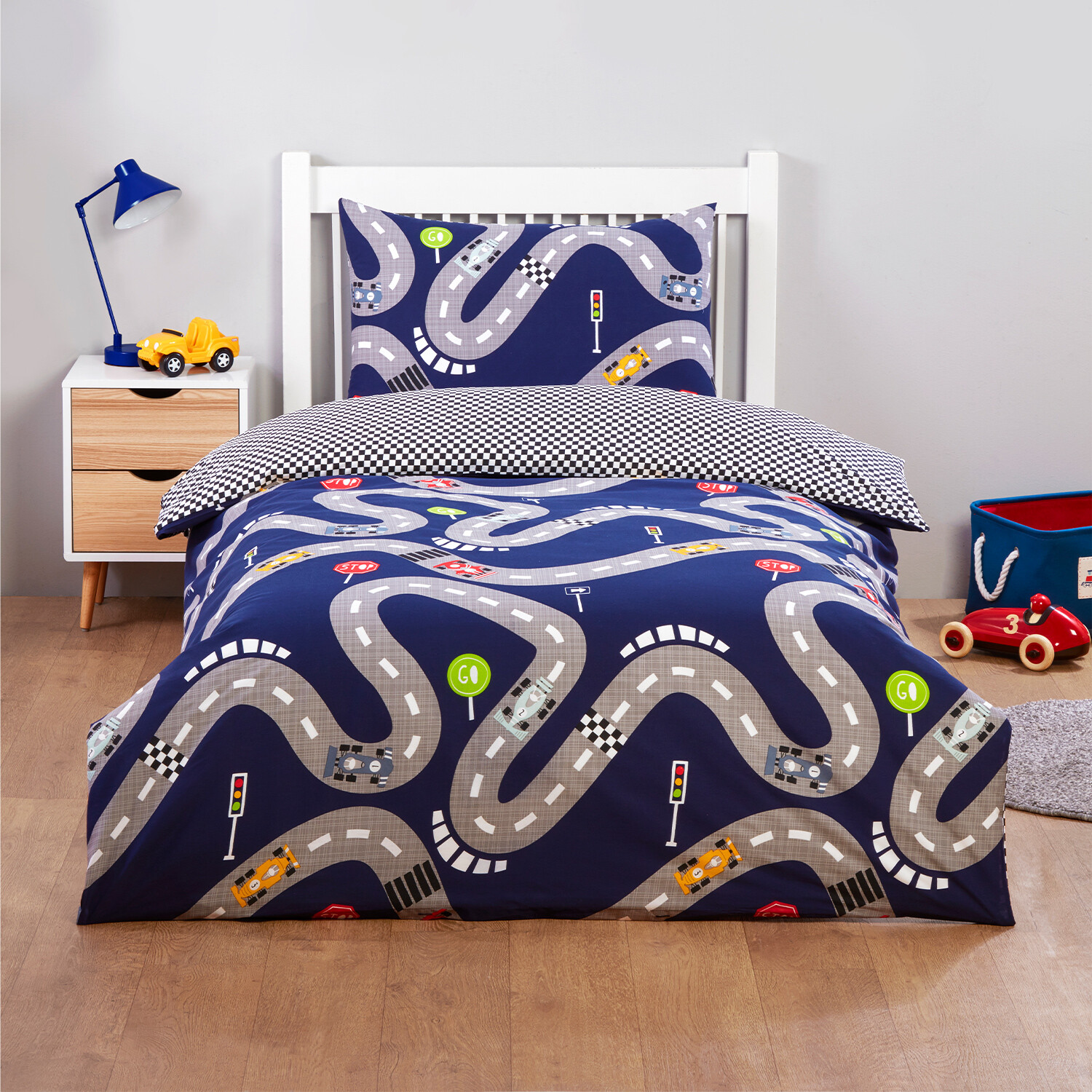 Racing Car Duvet Set Single - Blue Image 1