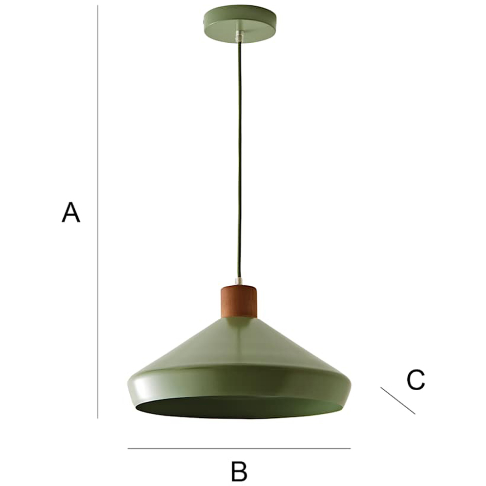 ValueLights Parker Green and Walnut Pendant Light and Bulb Image 8