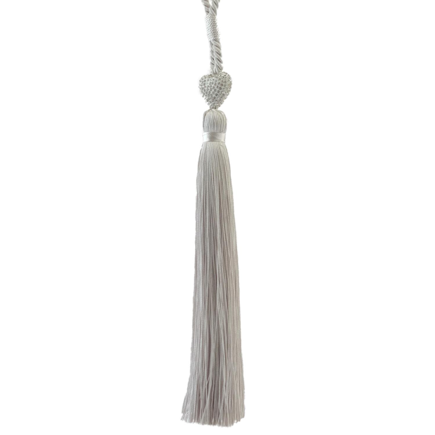 Diamante Heart Tassel Tieback - Silver Image 2