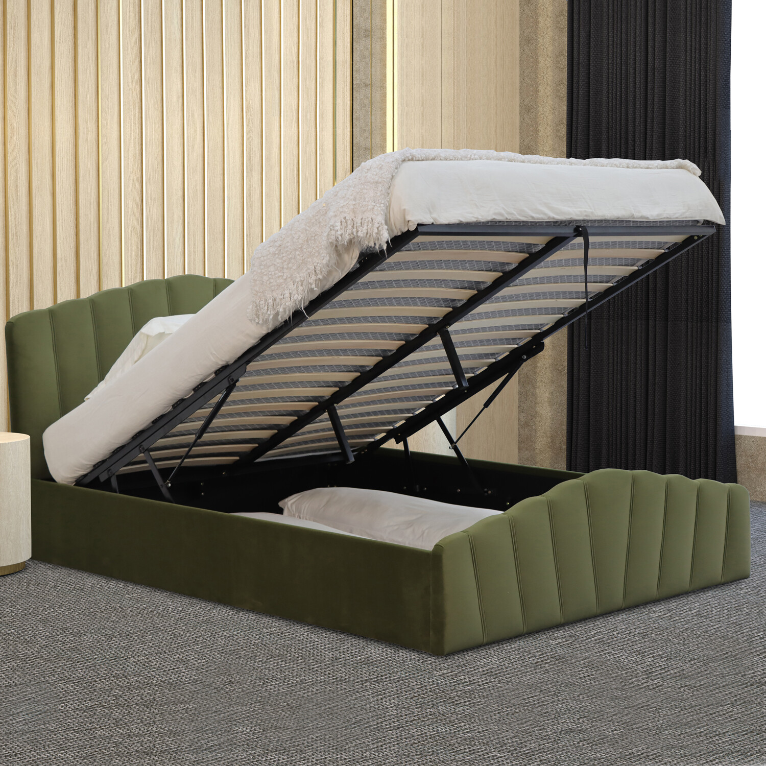 Lottie Ottoman Bed - Green / Double Image 5
