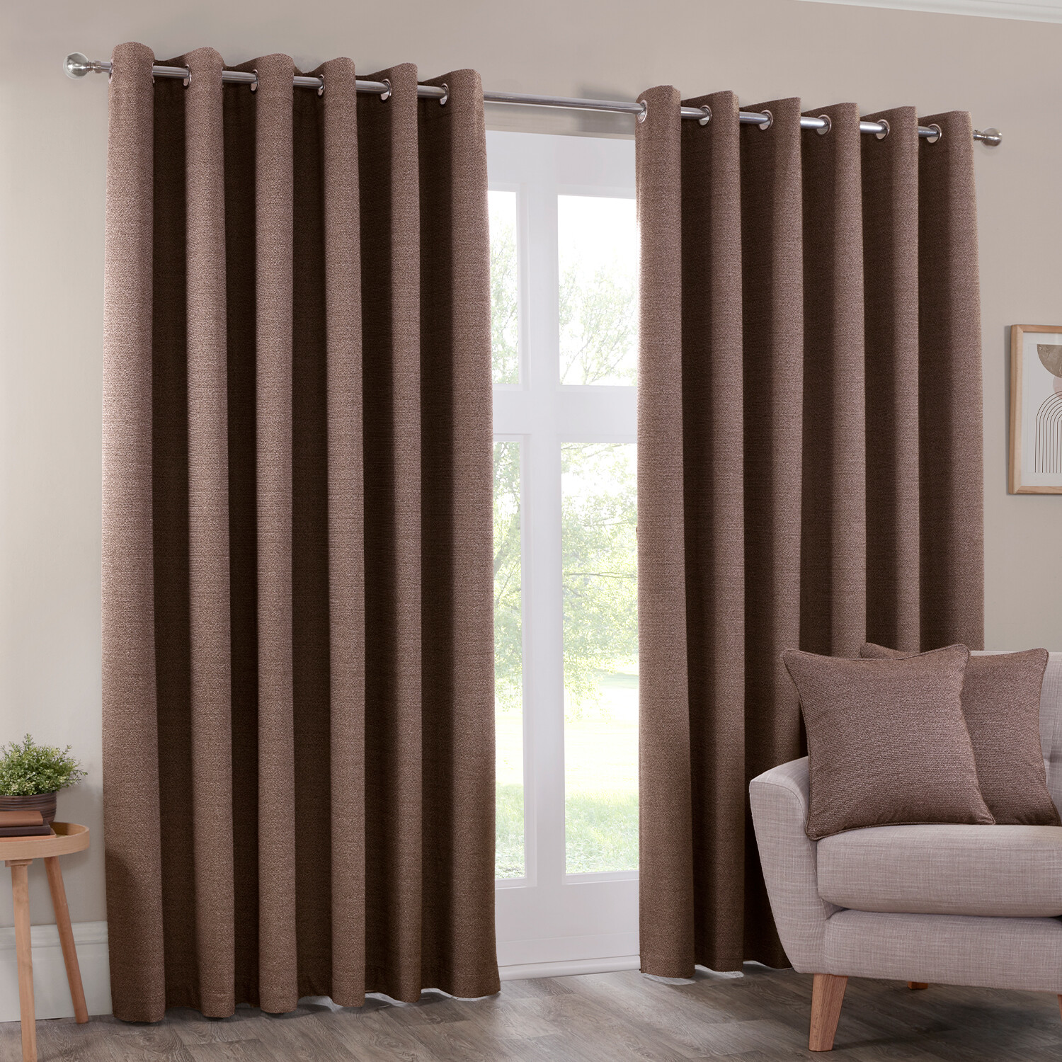 Crofton Eyelet Curtain - Chocolate / 229cm / 168cm Image 1