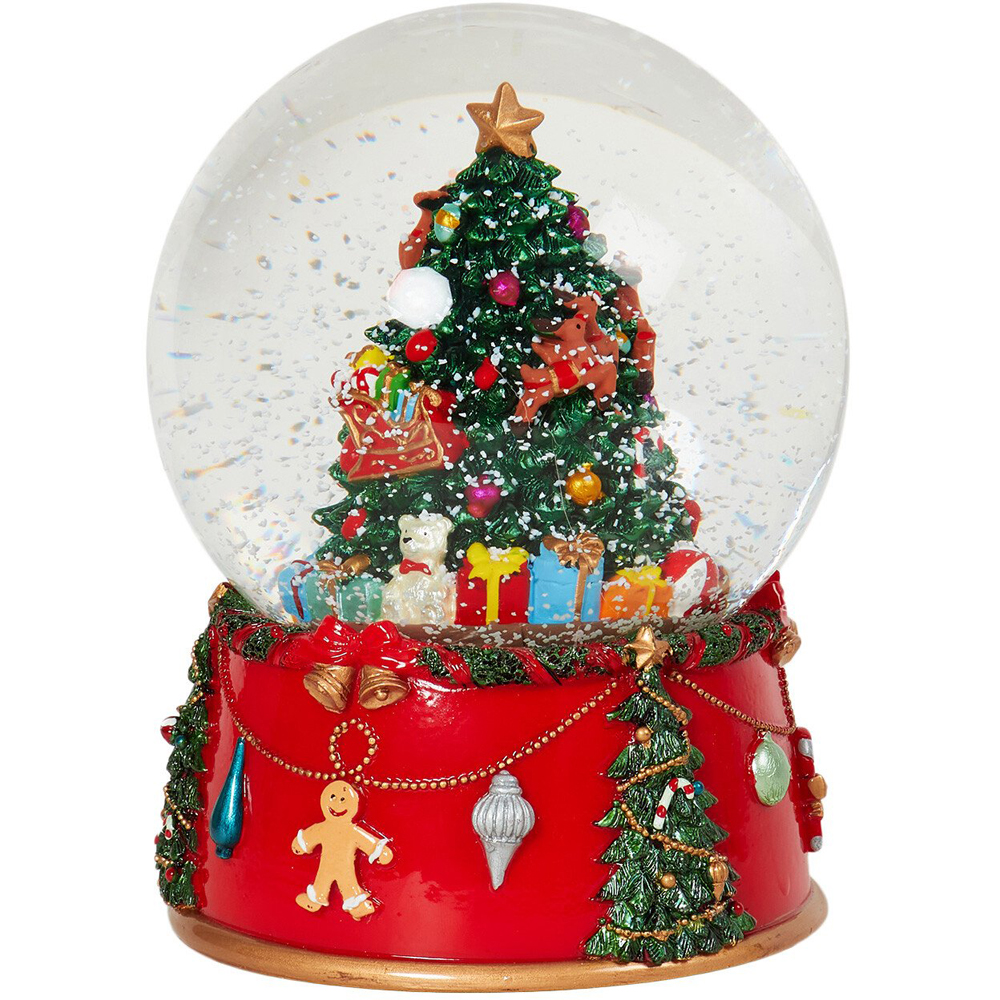 Traditional Christmas Tree Snow Globe - Red Image 1