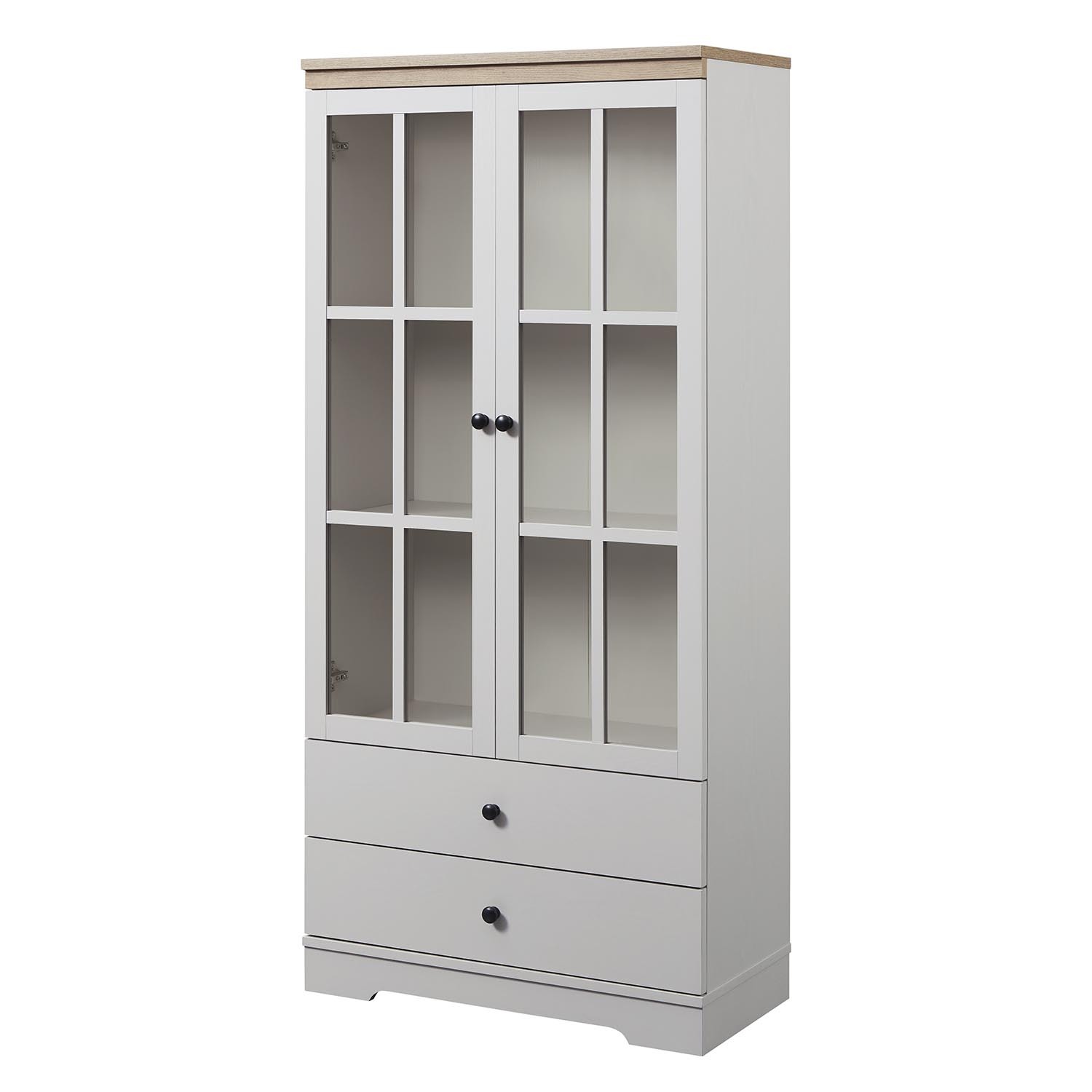 Cambridge 2 Door 2 Drawer Grey Small Display Cabinet Image 4