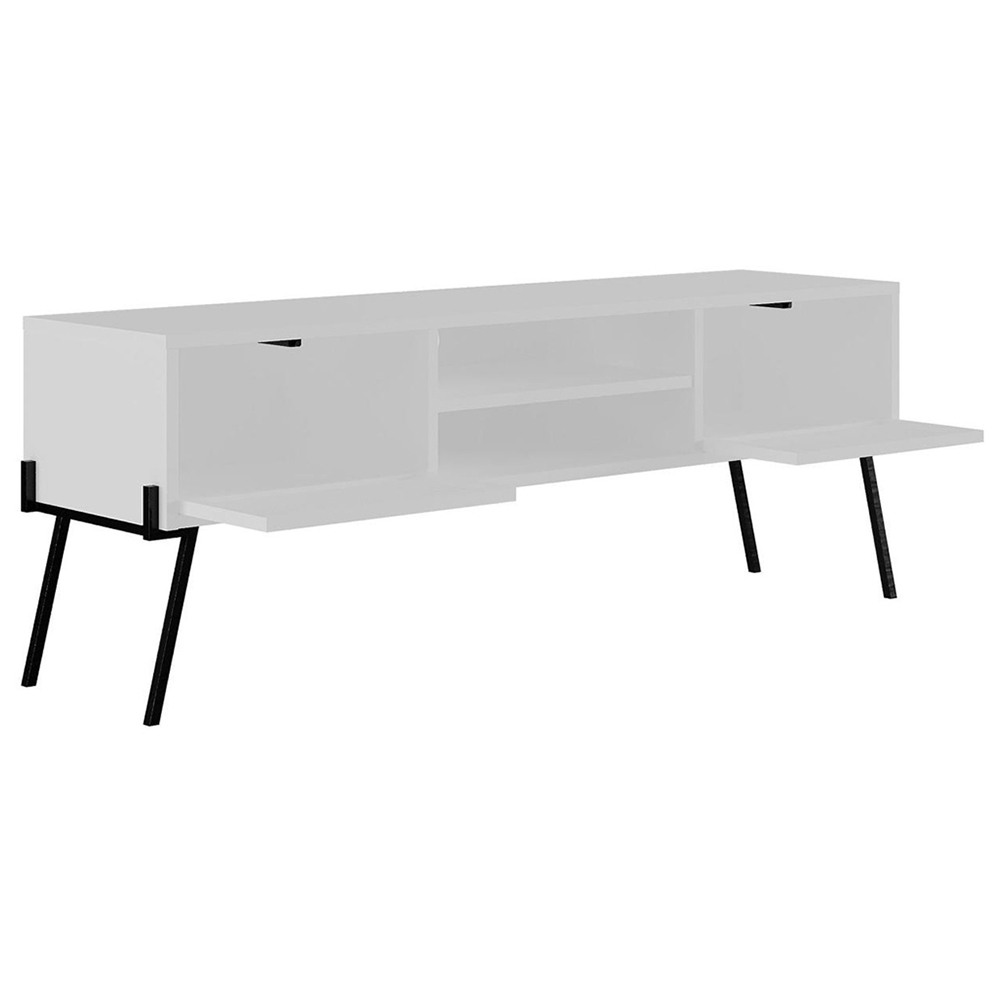 FWStyle Naive 2 Door 2 Shelf White Wide TV Unit Image 3