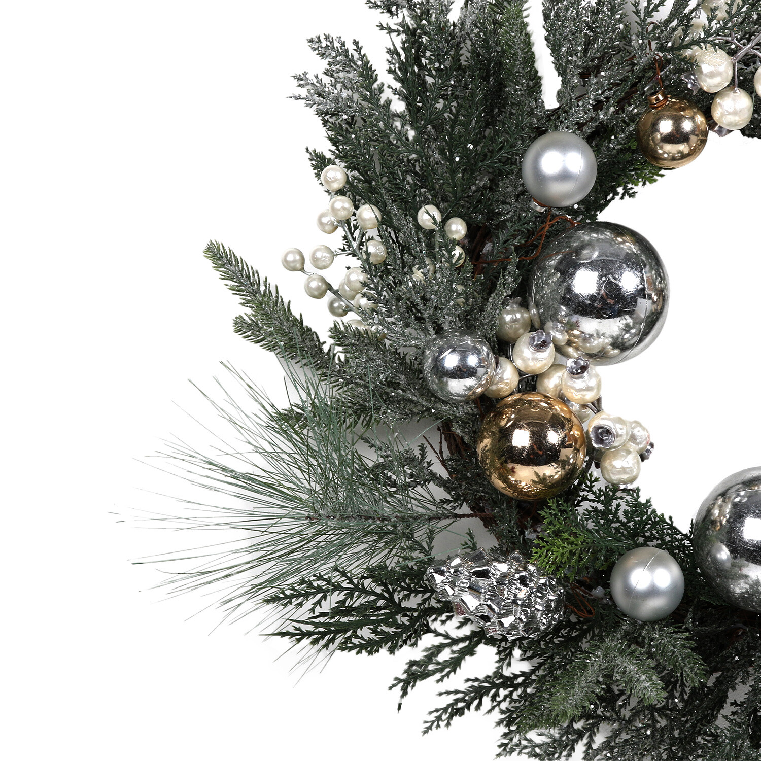 Champagne & Silver Bauble Wreath - Green Image 2