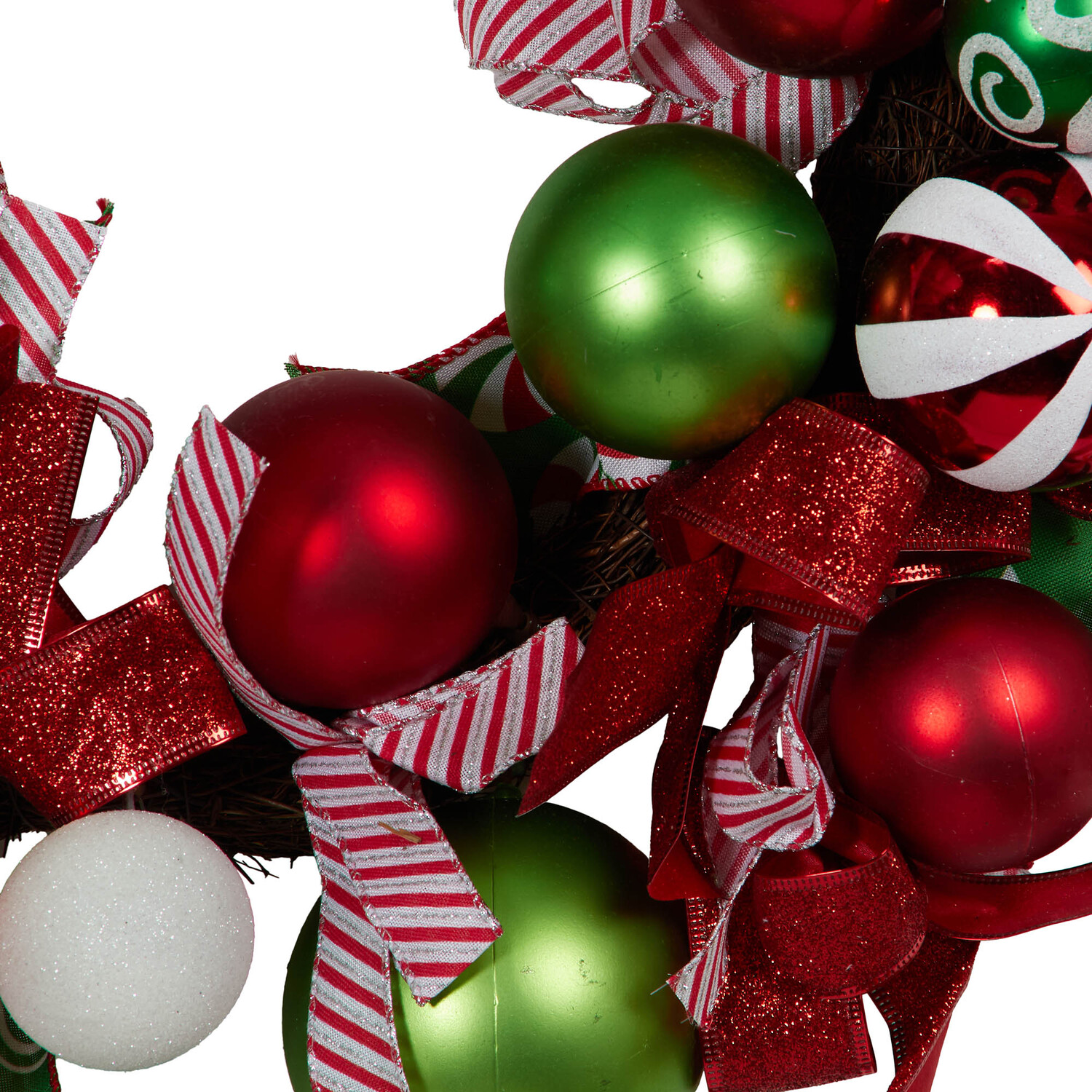 Novelty Candy Cane Bauble Wreath - Red Image 3