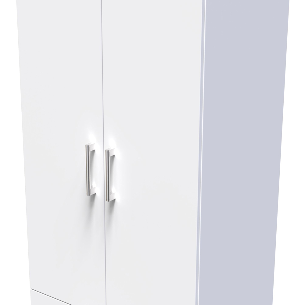 Crowndale Devon Ready Assembled 2 Door 2 Drawer White Matt Wardrobe Image 5