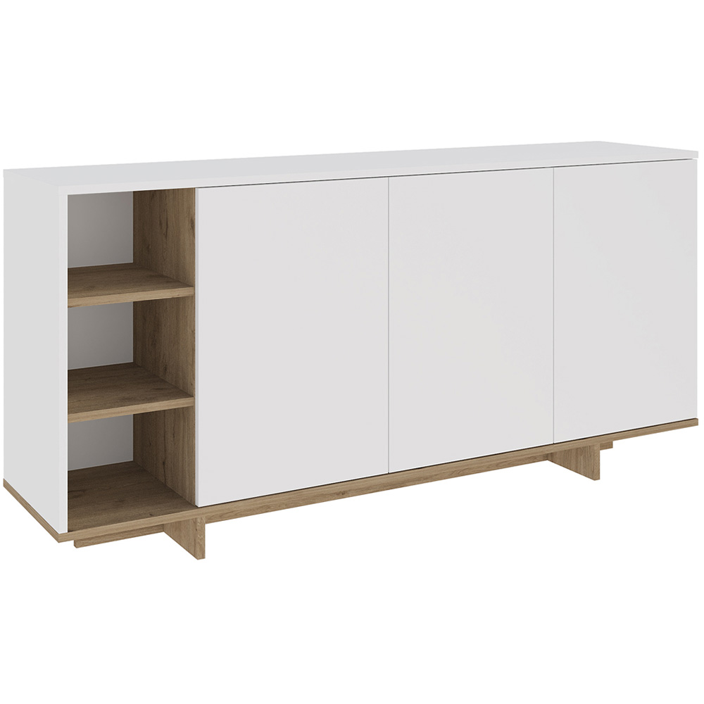 Decortie Stockton 3 Door White Oak Effect Sideboard Image 2