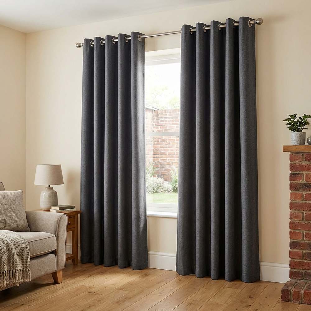 My Home Taylor Charcoal Blackout Eyelet Curtains 168 x 183cm Image 7