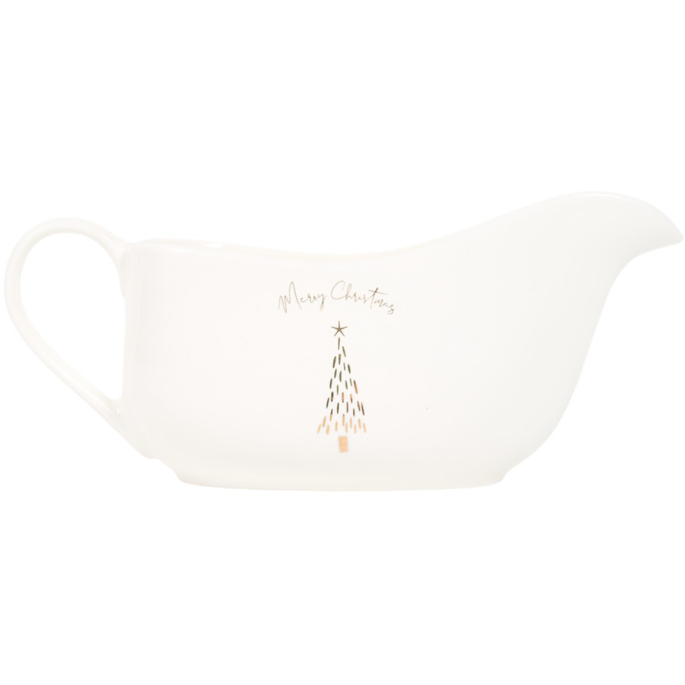 Metallic Gold Pine Gravy Boat White Image 4