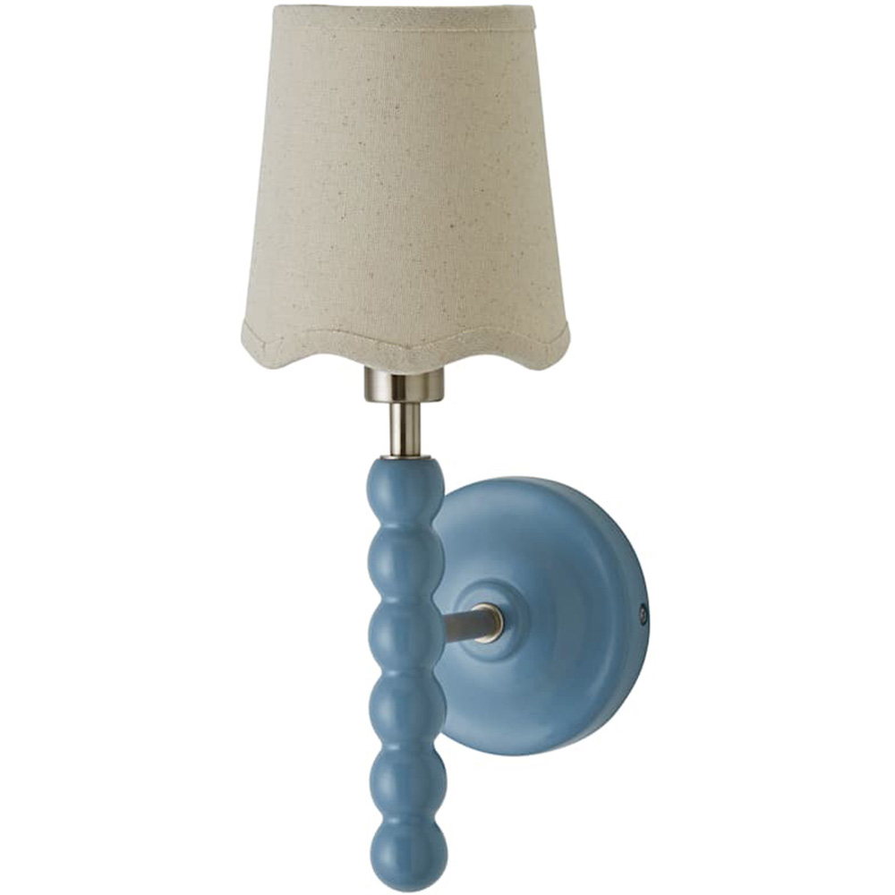 ValueLights Scallop Shade Powder Blue Bobbin LED Wall Light with Bulb 2 Pack Image 1