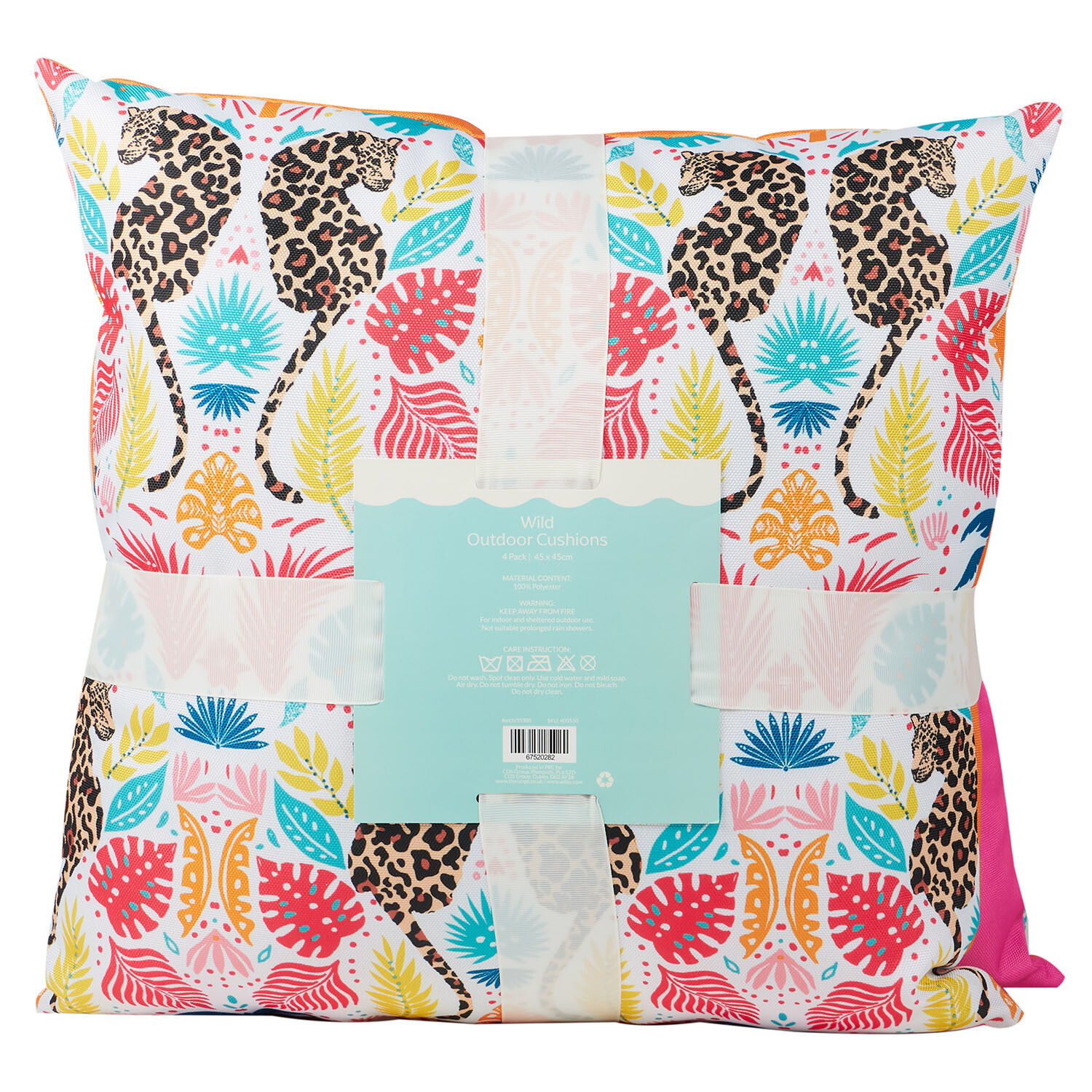 Pack of 4 Wild Outdoor Cushions - Multicolour Image 5