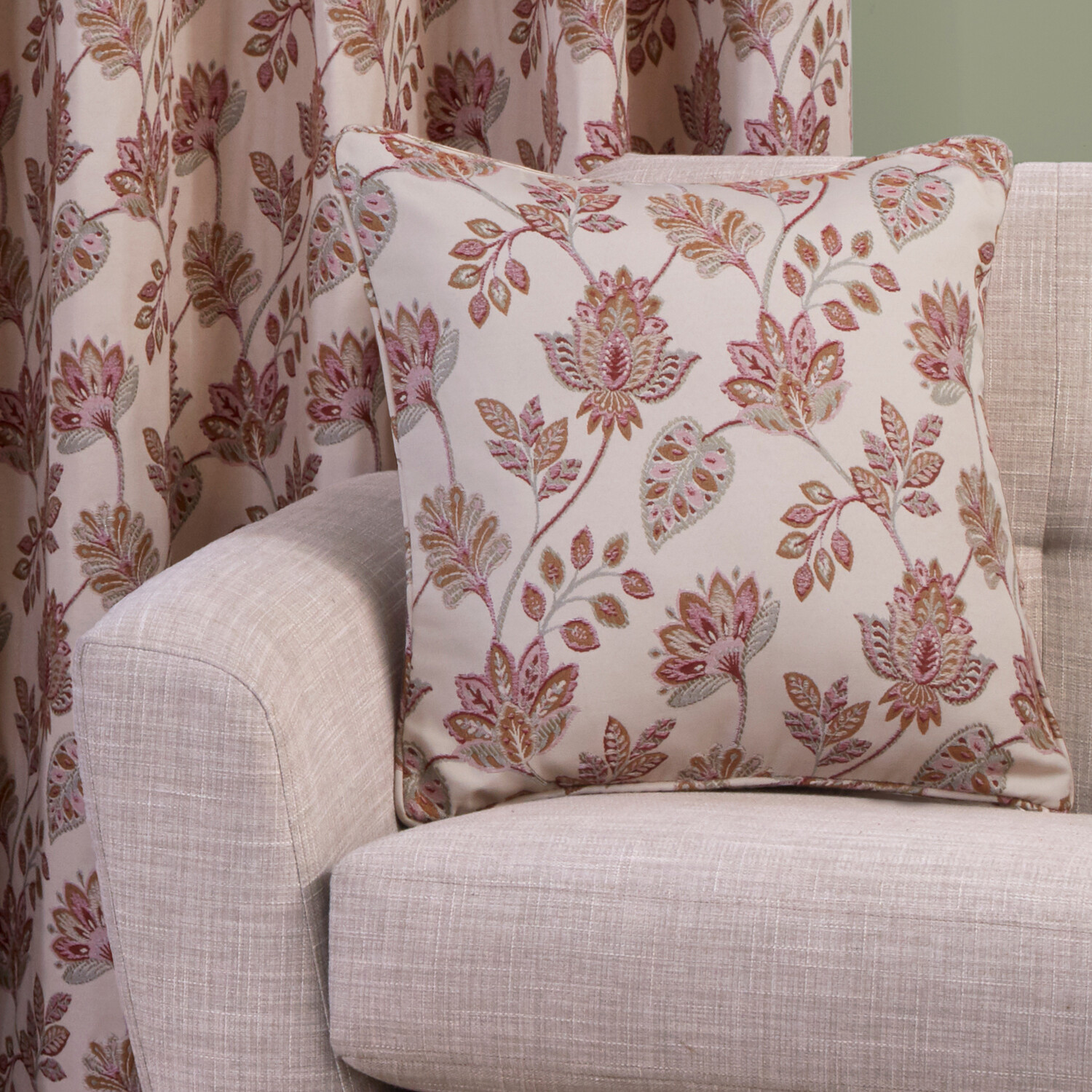 Regency Floral Jacquard Cushion Cream Image 3