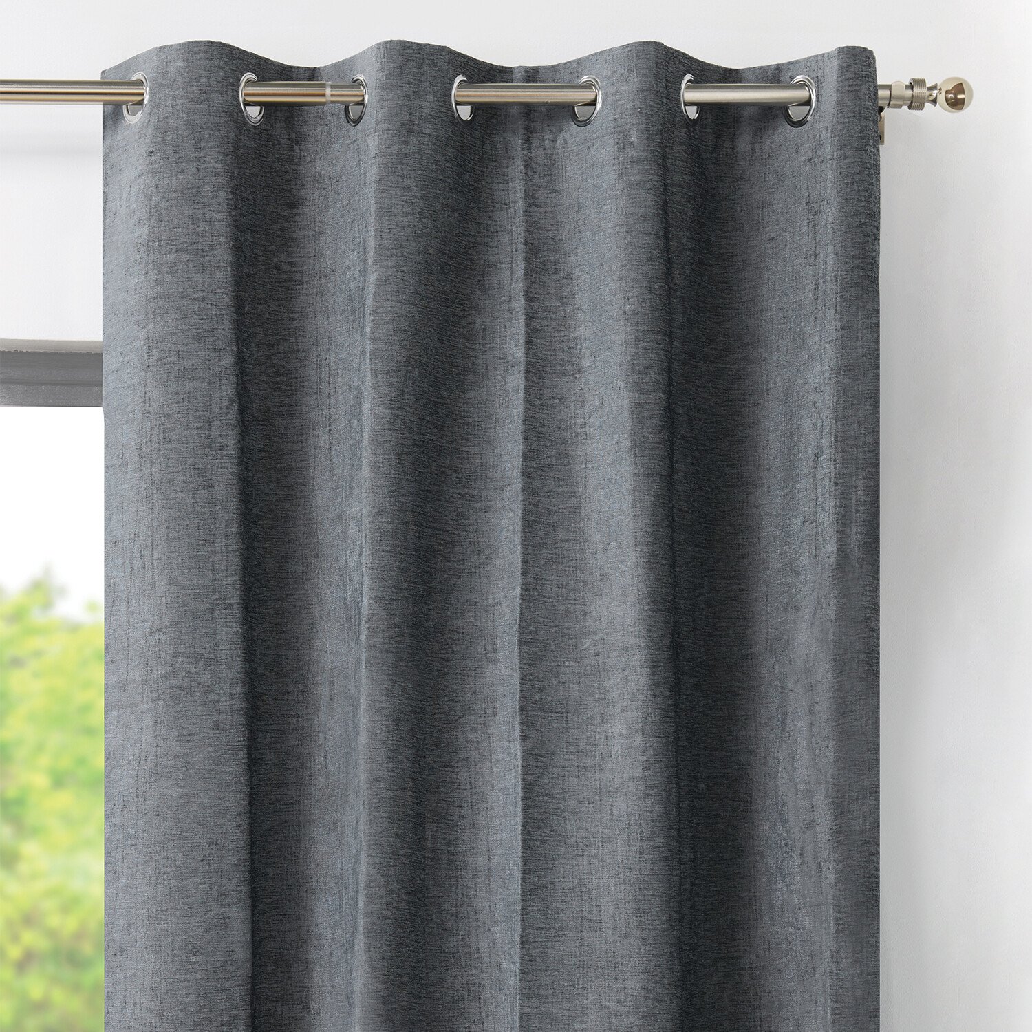 Selena Blackout Curtain Panel Charcoal Image 2