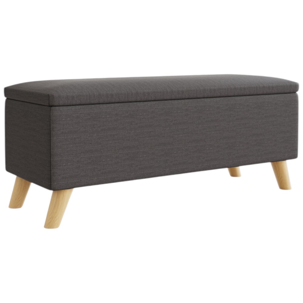 GFW Secreto Charcoal Grey Hopsack Fabric Ottoman Storage Bench Image 2