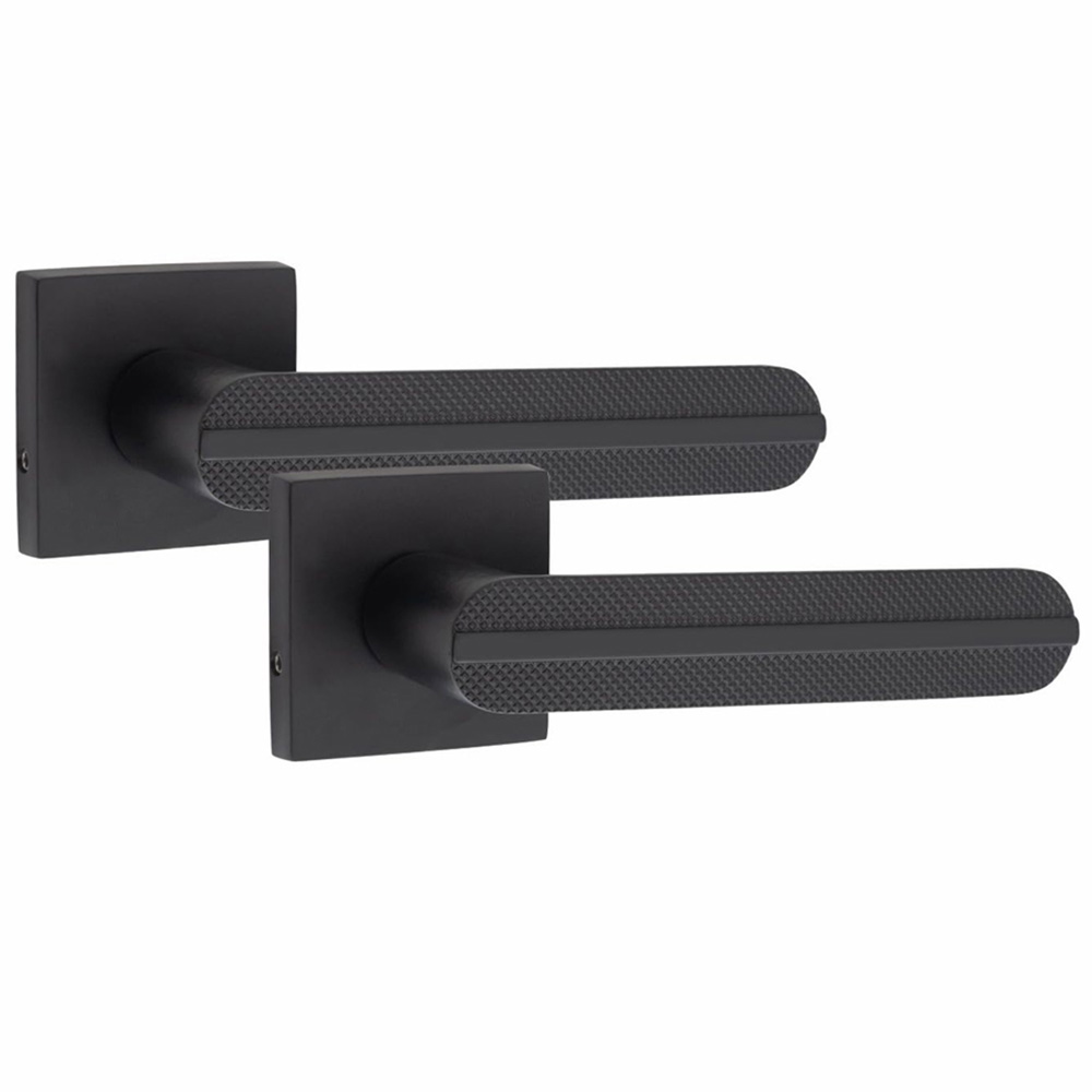 Golden Grace Square Rose Matt Black Finish Modern Lima Design Door Handle Set 4 Pack Image 3