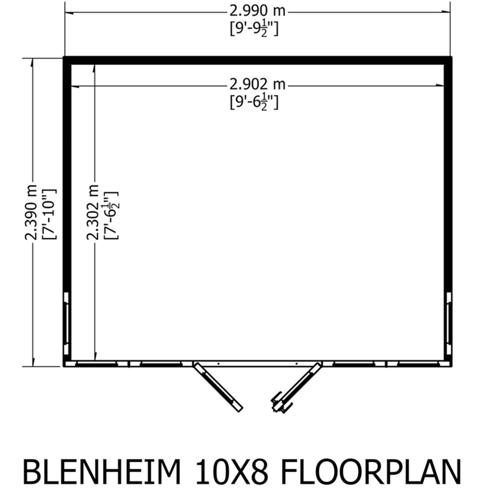 Shire Blenheim 10 x 8ft Double Door Shiplap Apex Summerhouse Image 6