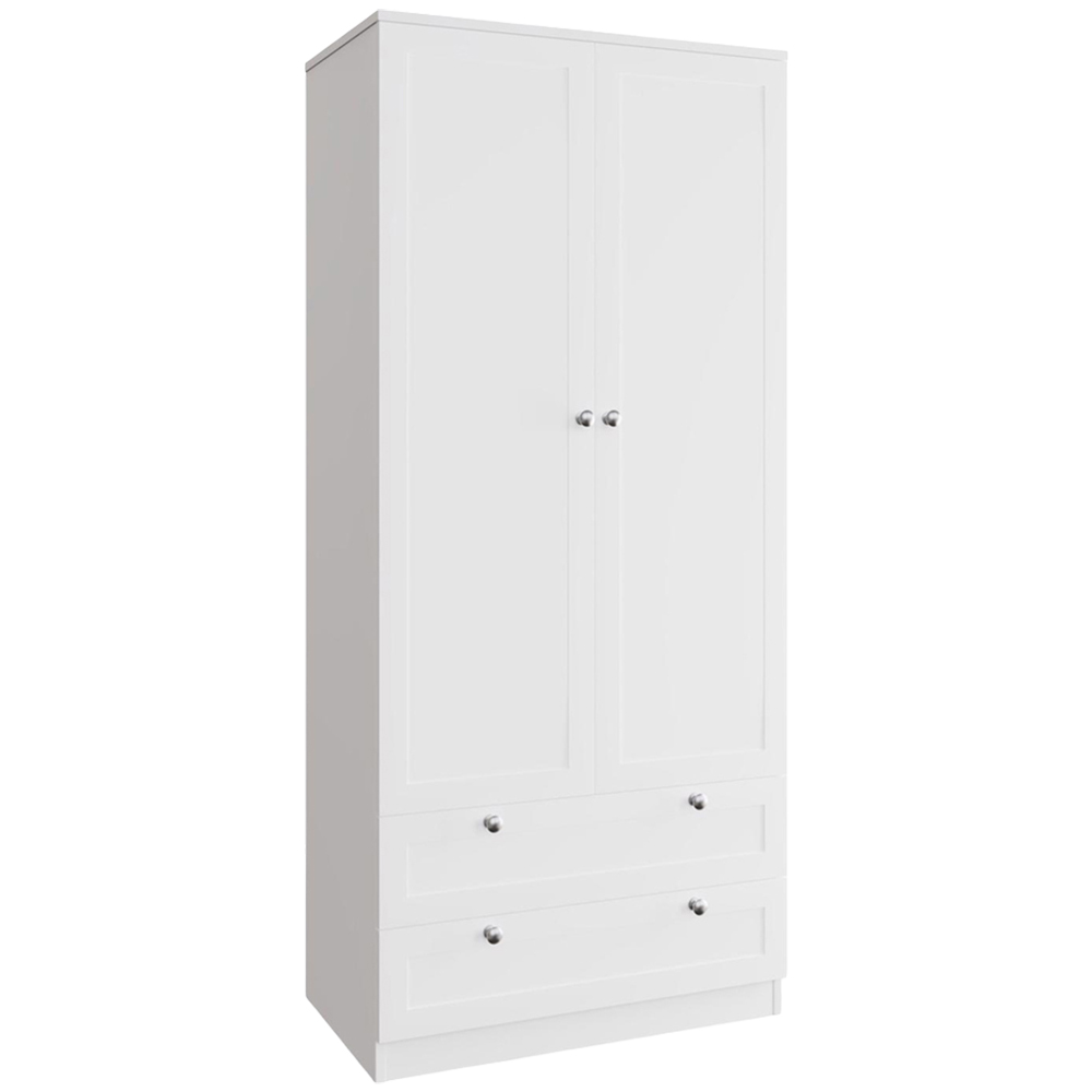 FWStyle Artus 2 Door 2 Drawer White Panelled Combination Wardrobe Image 2