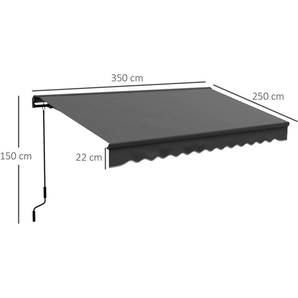 Outsunny Dark Grey Aluminium Frame Electric Retractable Awning 3.5 x 2.5m Image 7
