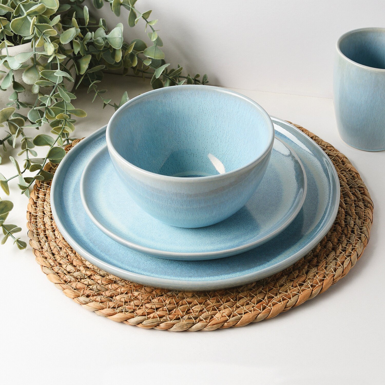 Ombre Blue Textured Plate - Blue / Dinner Plate Image 1
