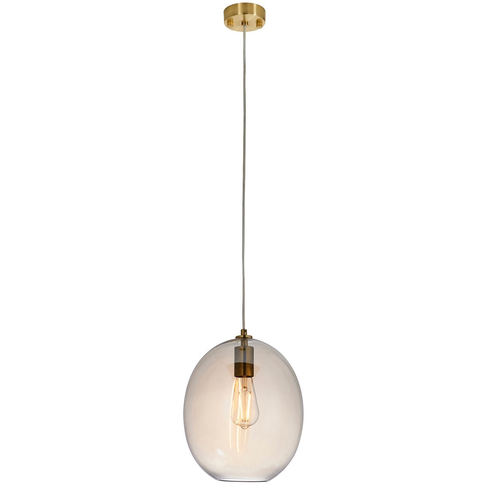 Merano Lecce Satin Brass Plate Champagne Lustre Glass Dome Pendant Ceiling Light Image 3