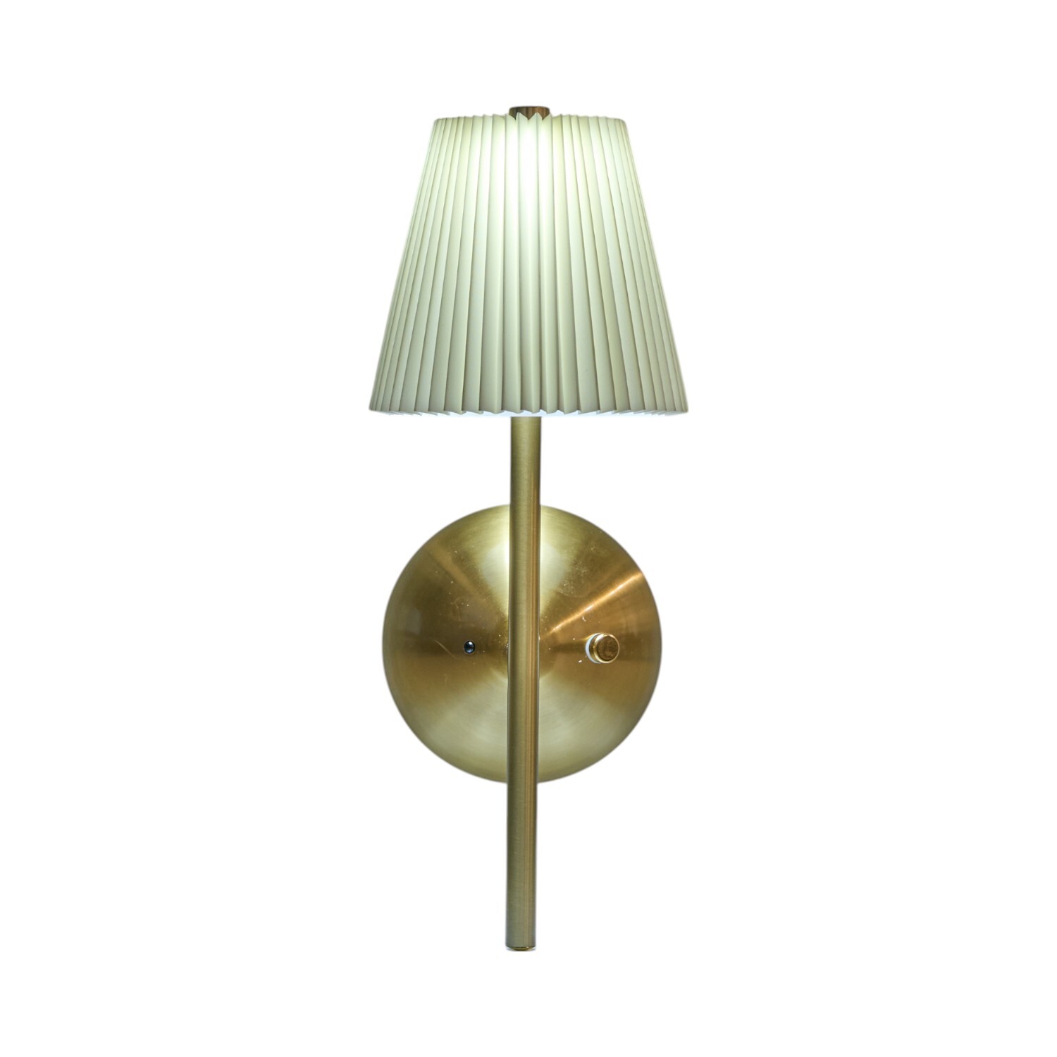 Battery Operated Pleated Wall Light Cream and Gold Image 2