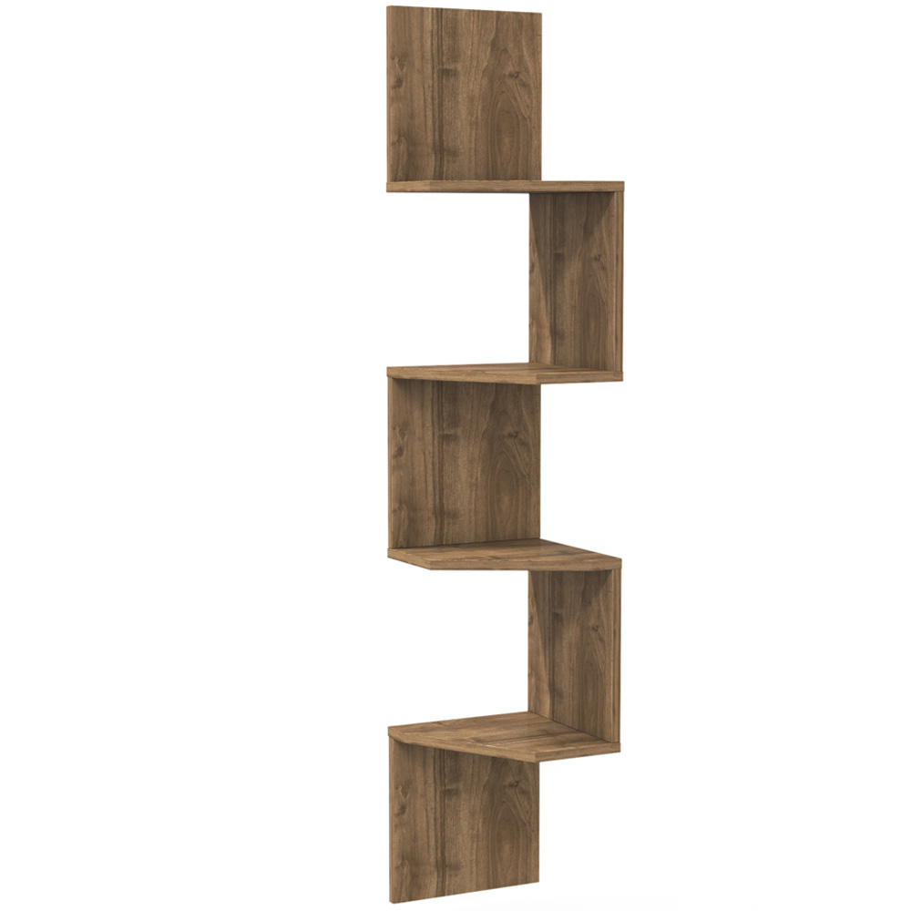 Decorotika Desaldo 4 Shelf Walnut Corner Wall Mounted Shelving Unit Image 2