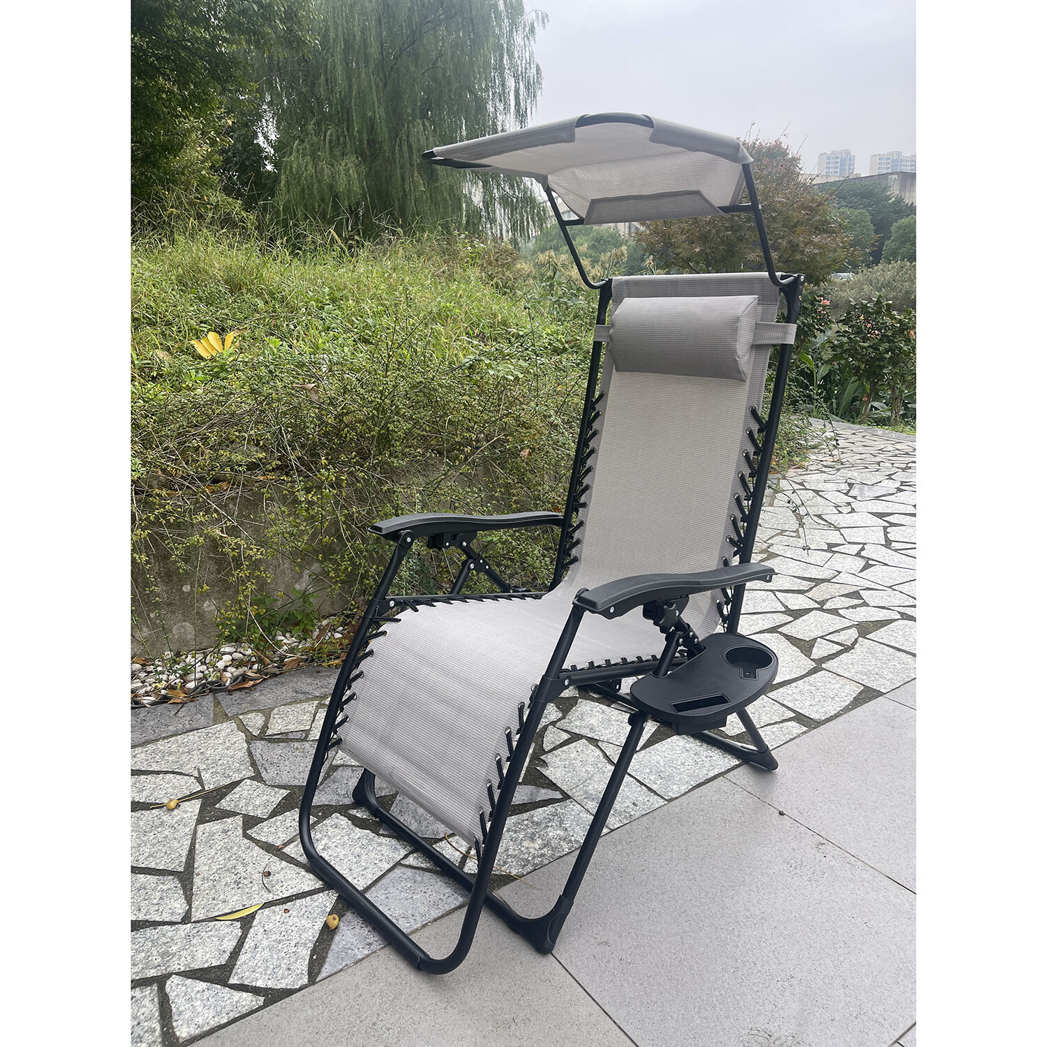 Zero Gravity Chair Canopy and Cup Holder - Grey Image 2