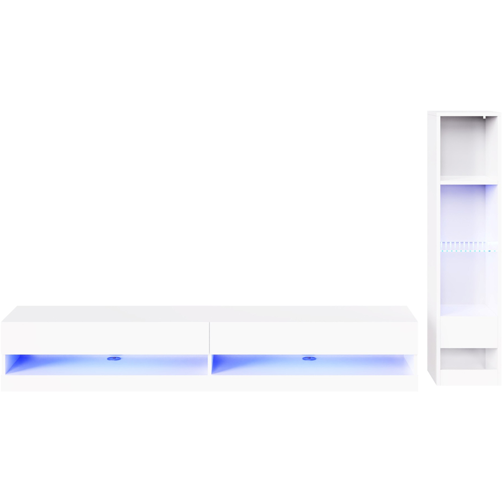 GFW Galicia 6 Shelf White Compact Wall Mounted LED Media Set Image 2