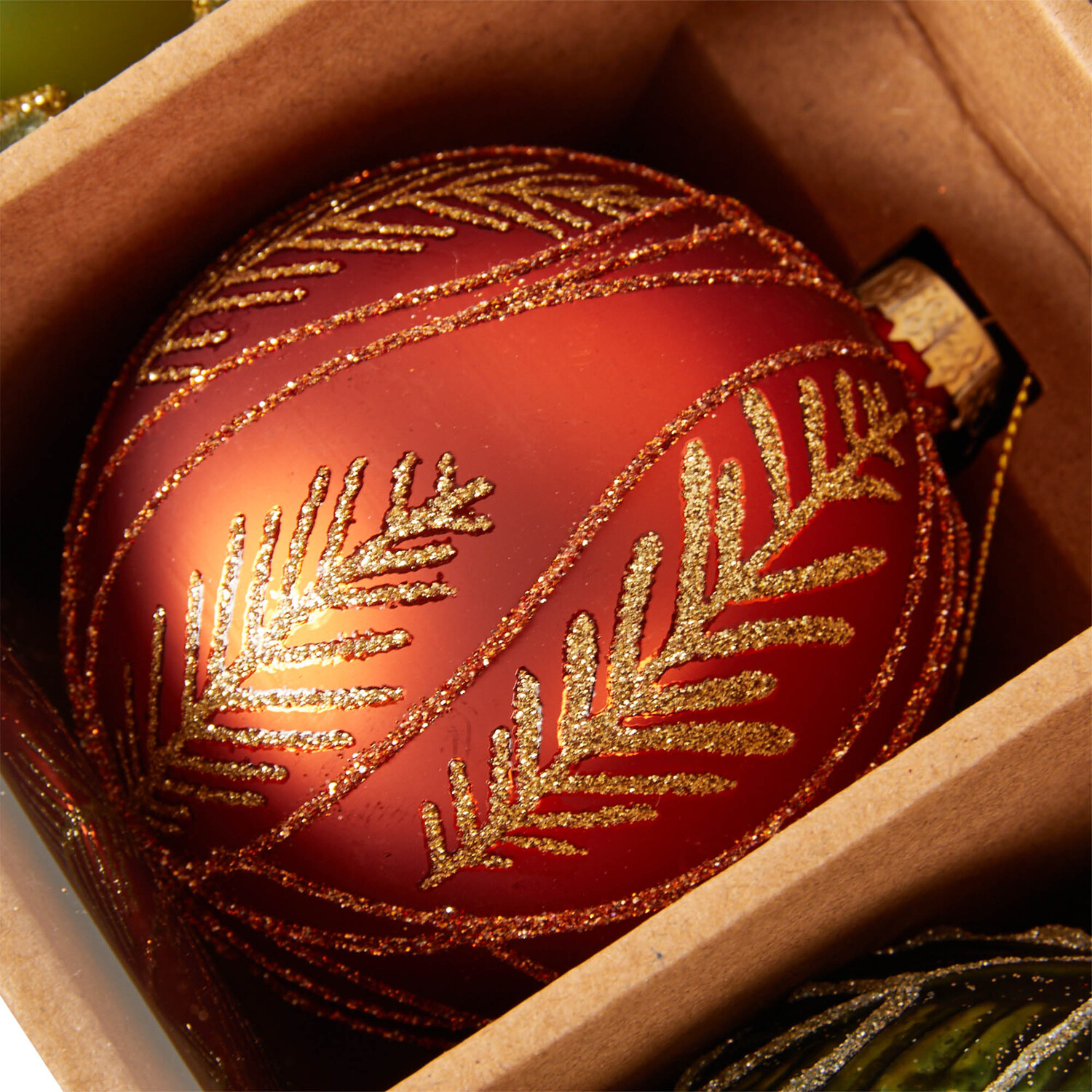 Set of 12 Amber Charm Baubles Glass Image 4